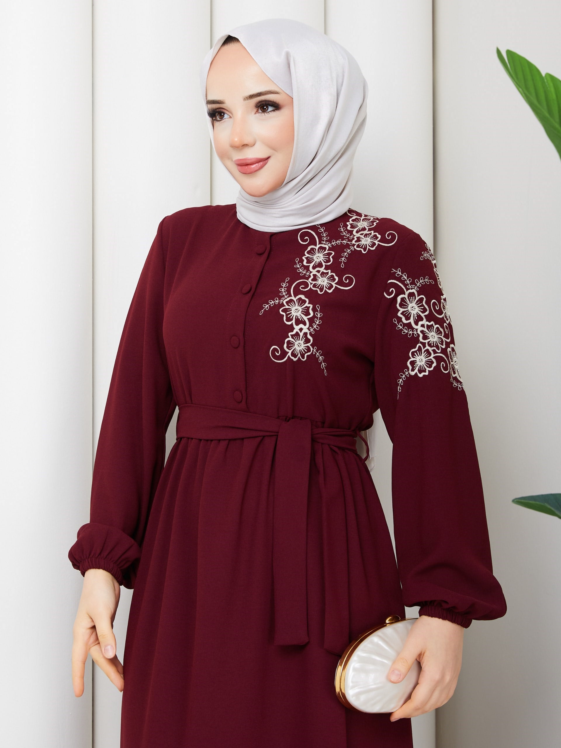  ÇİĞDEM ELBİSE BORDO
