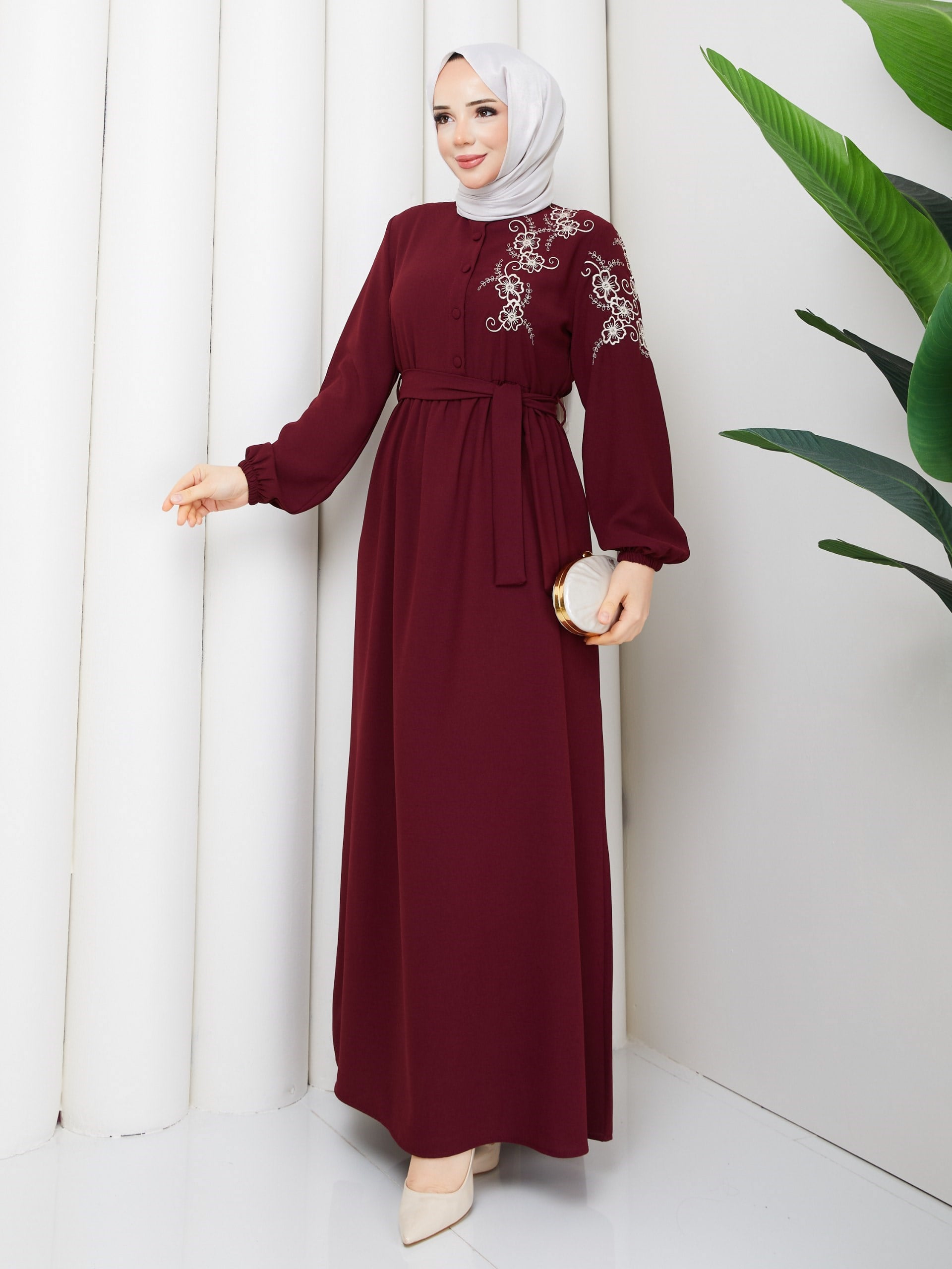  ÇİĞDEM ELBİSE BORDO