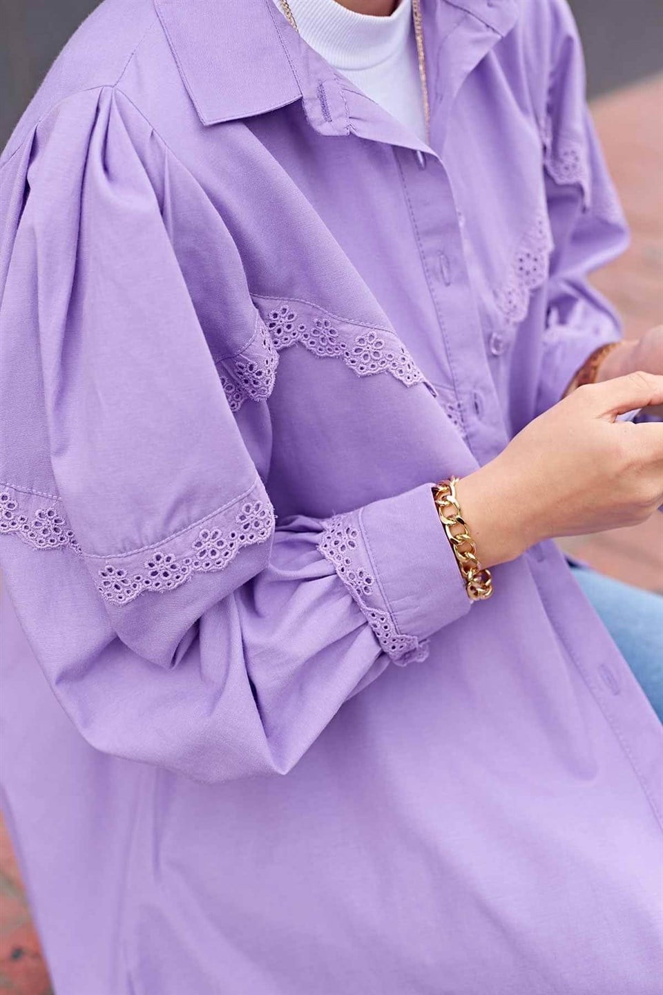 Balon Kon Dantelli Tunik 10242 Lila