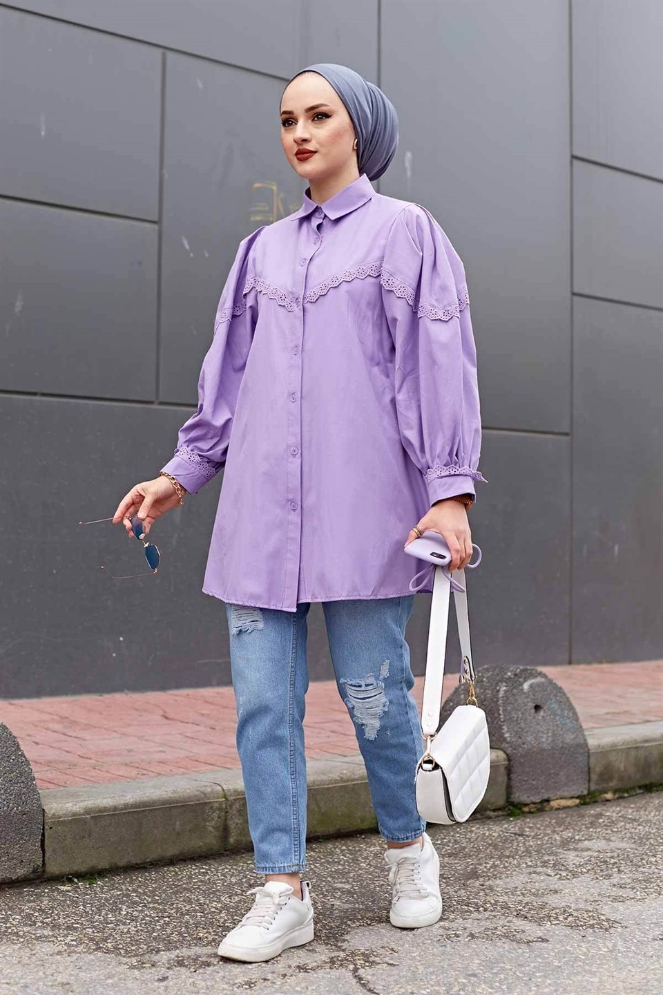 Balon Kon Dantelli Tunik 10242 Lila