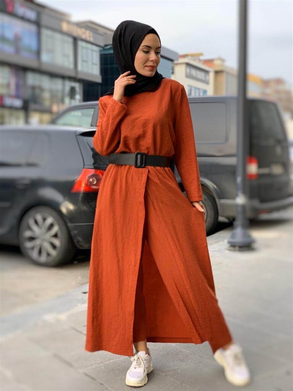 Bluz Etek Pantolon 3´lü Kombin 7051 Kiremit