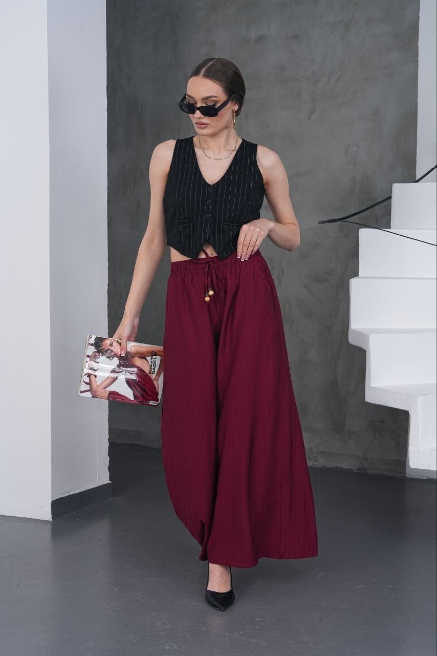 BOL PAÇA  ÇİLEK PANTOLON BORDO