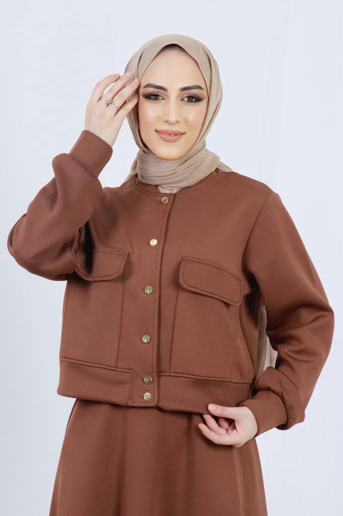 Ceket Etek Tesettür Takım 2250 Taba