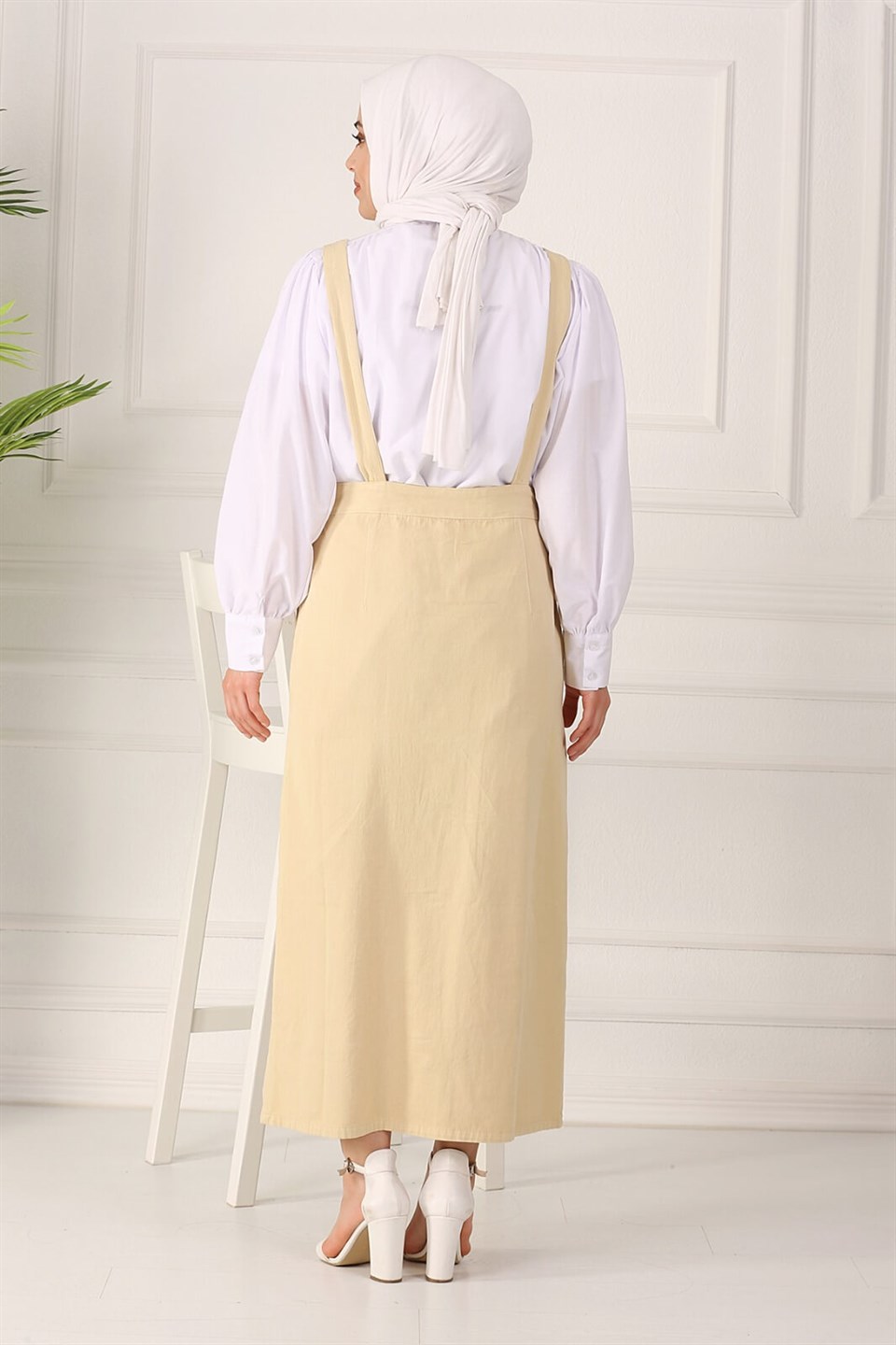 Cepli Tesettür Salopet 60150 Açık Sarı