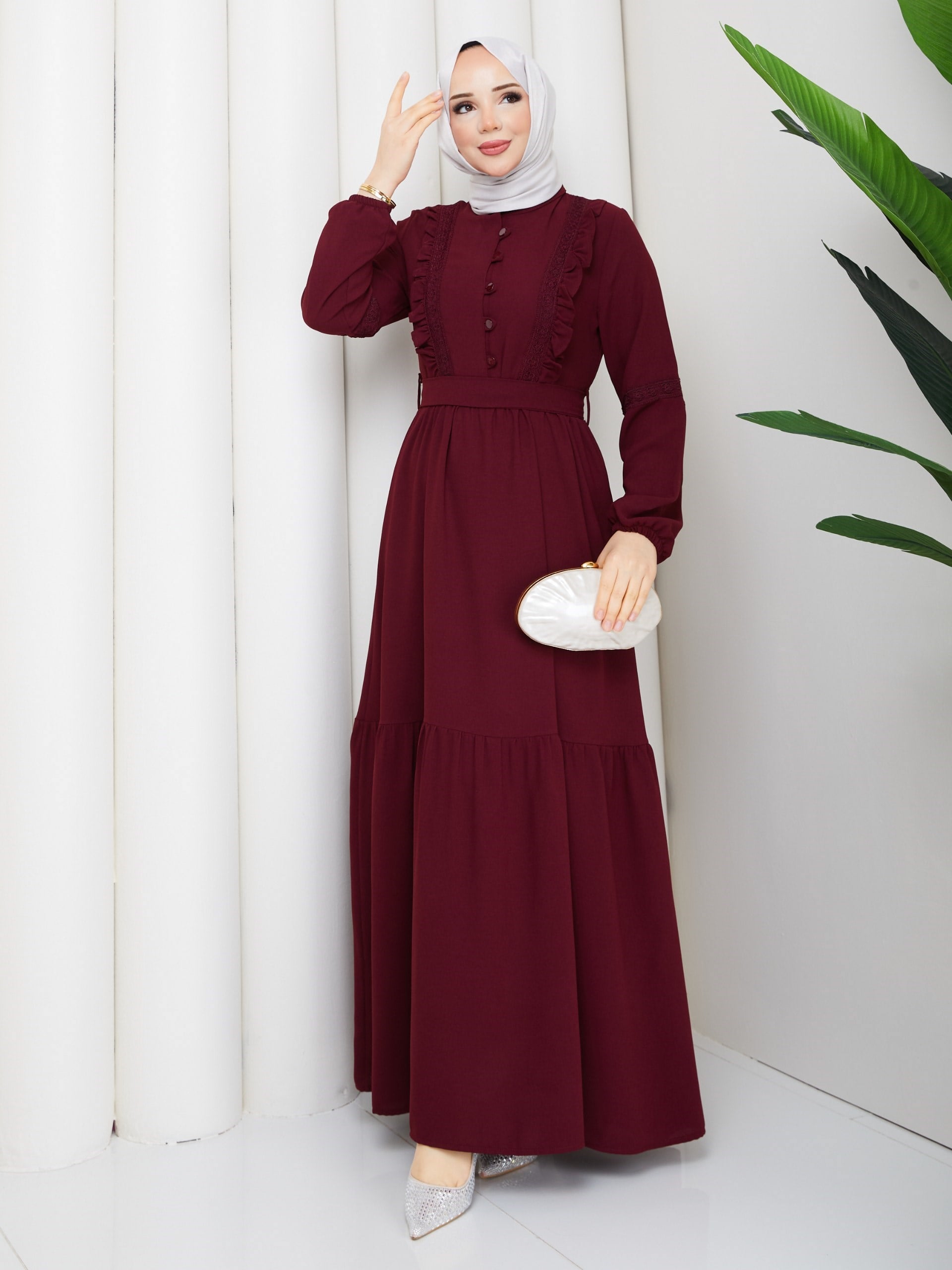 DAMLA ELBİSE BORDO
