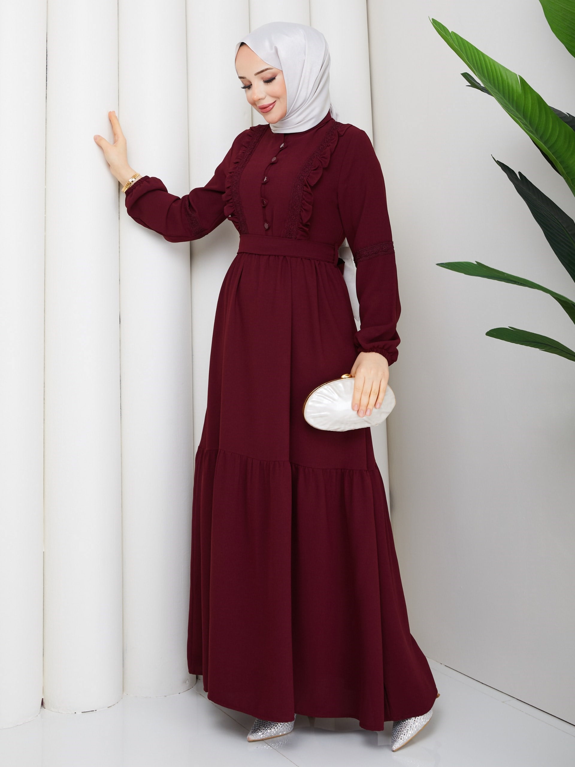 DAMLA ELBİSE BORDO