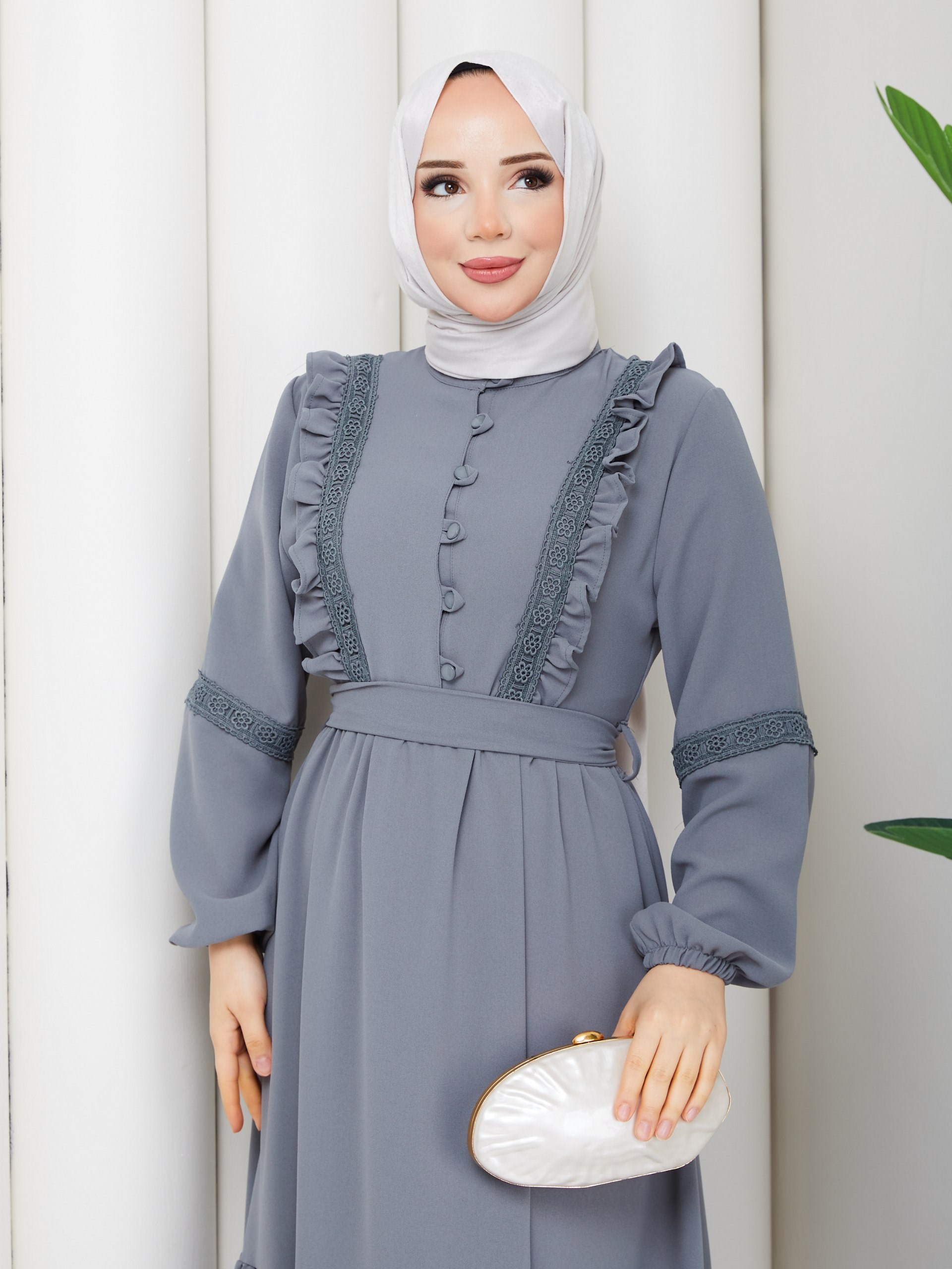 DAMLA ELBİSE GRİ