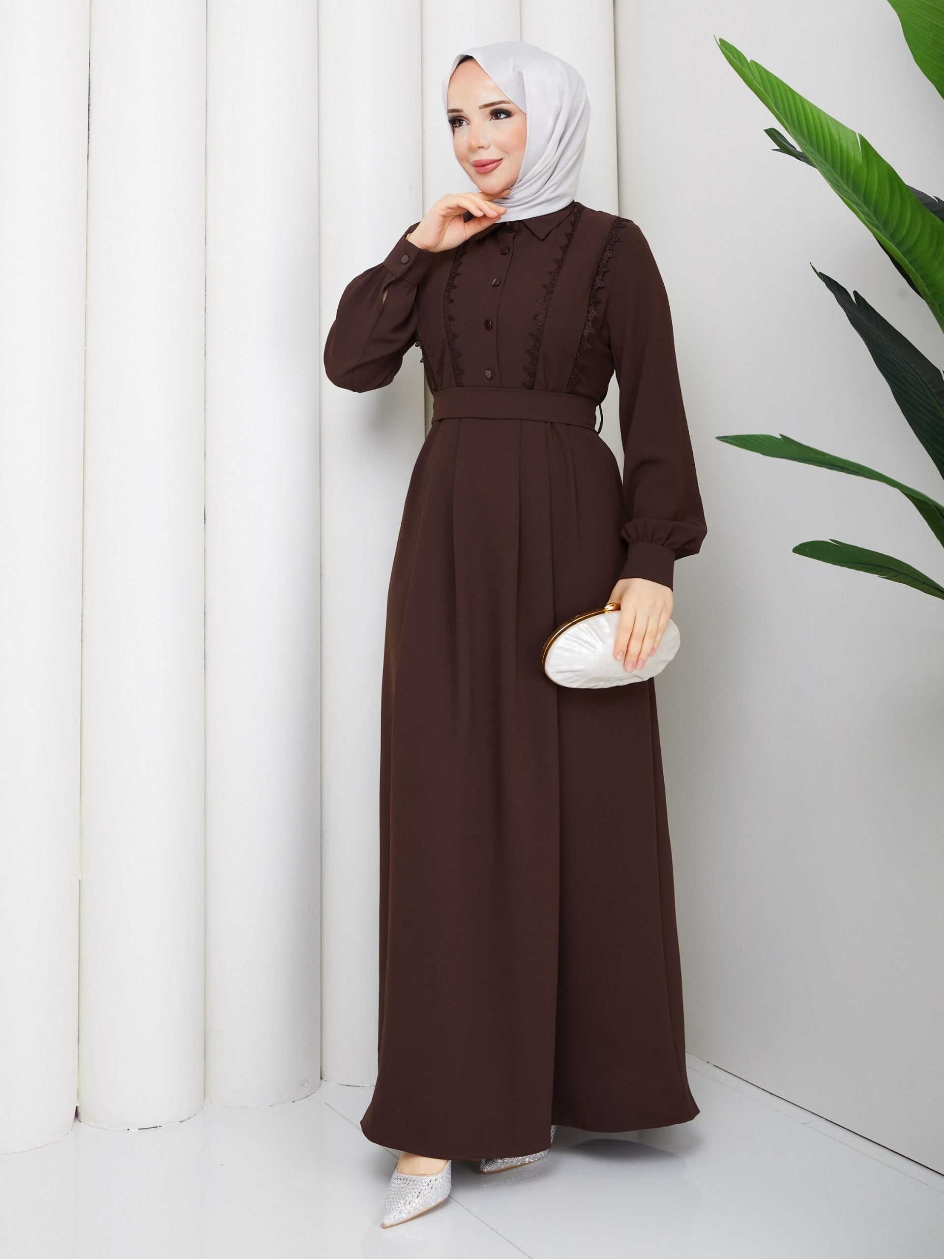 DAMLA ELBİSE KAHVE
