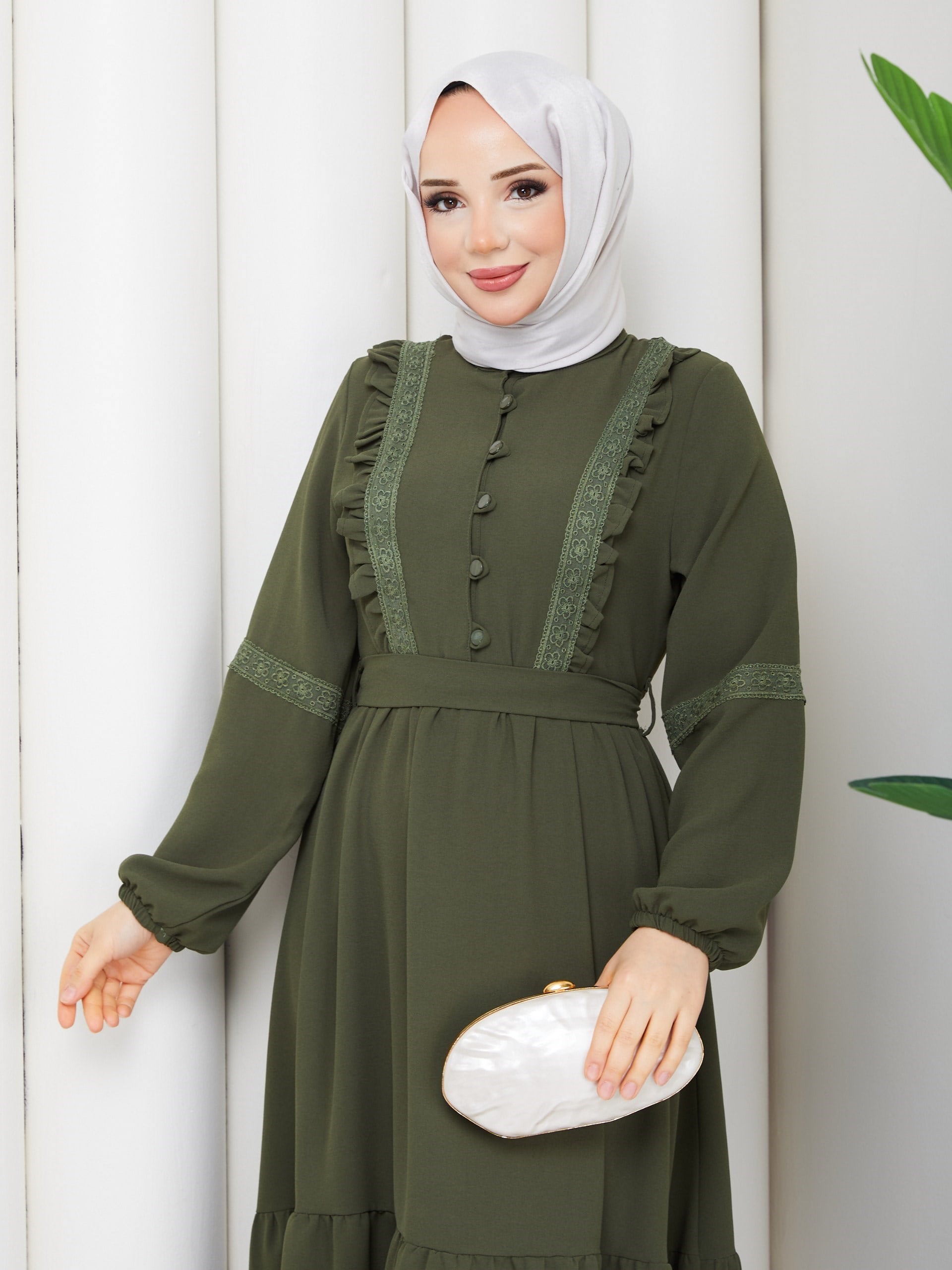 DAMLA ELBİSE KOYU HAKİ
