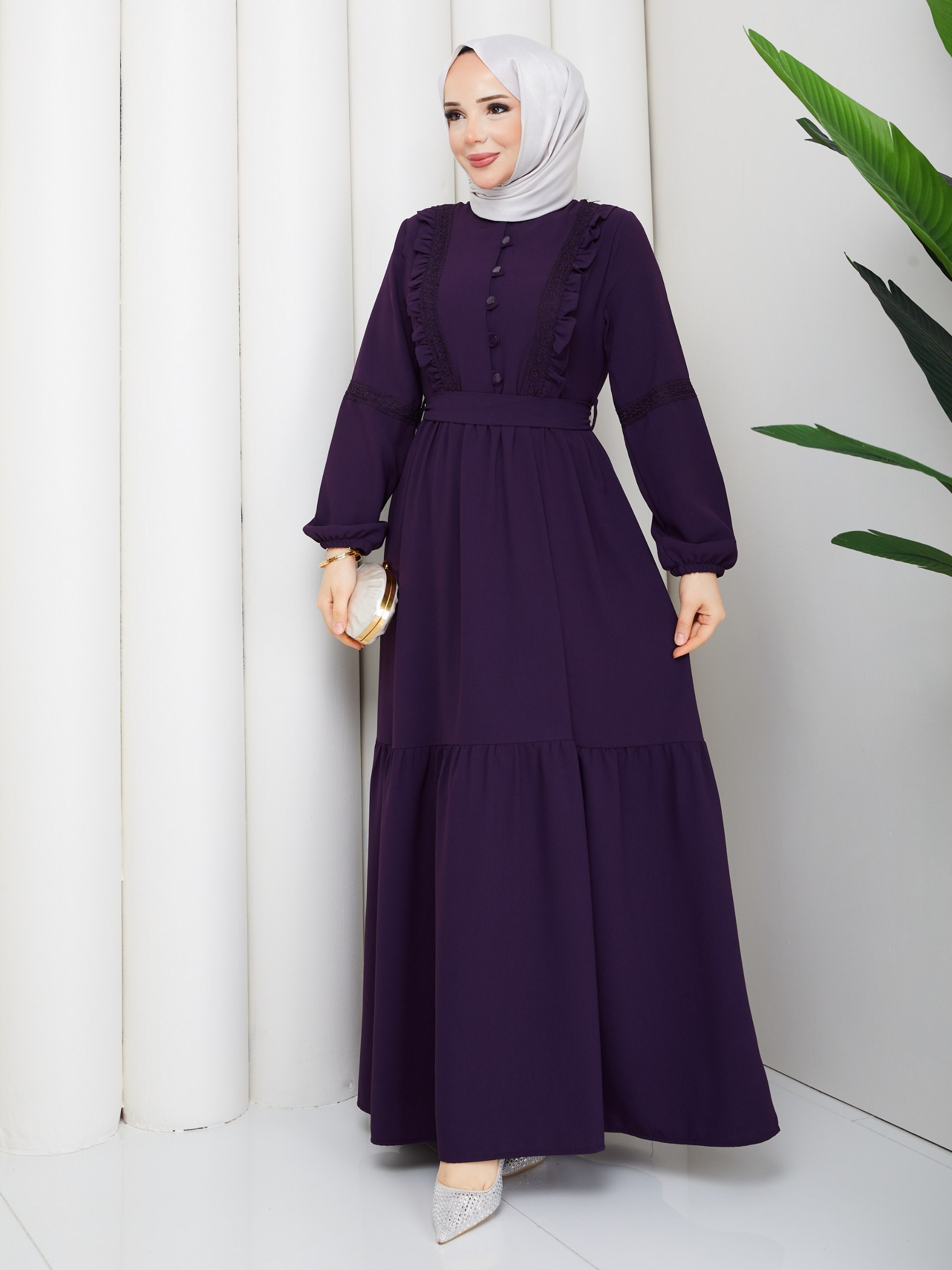 DAMLA ELBİSE MOR
