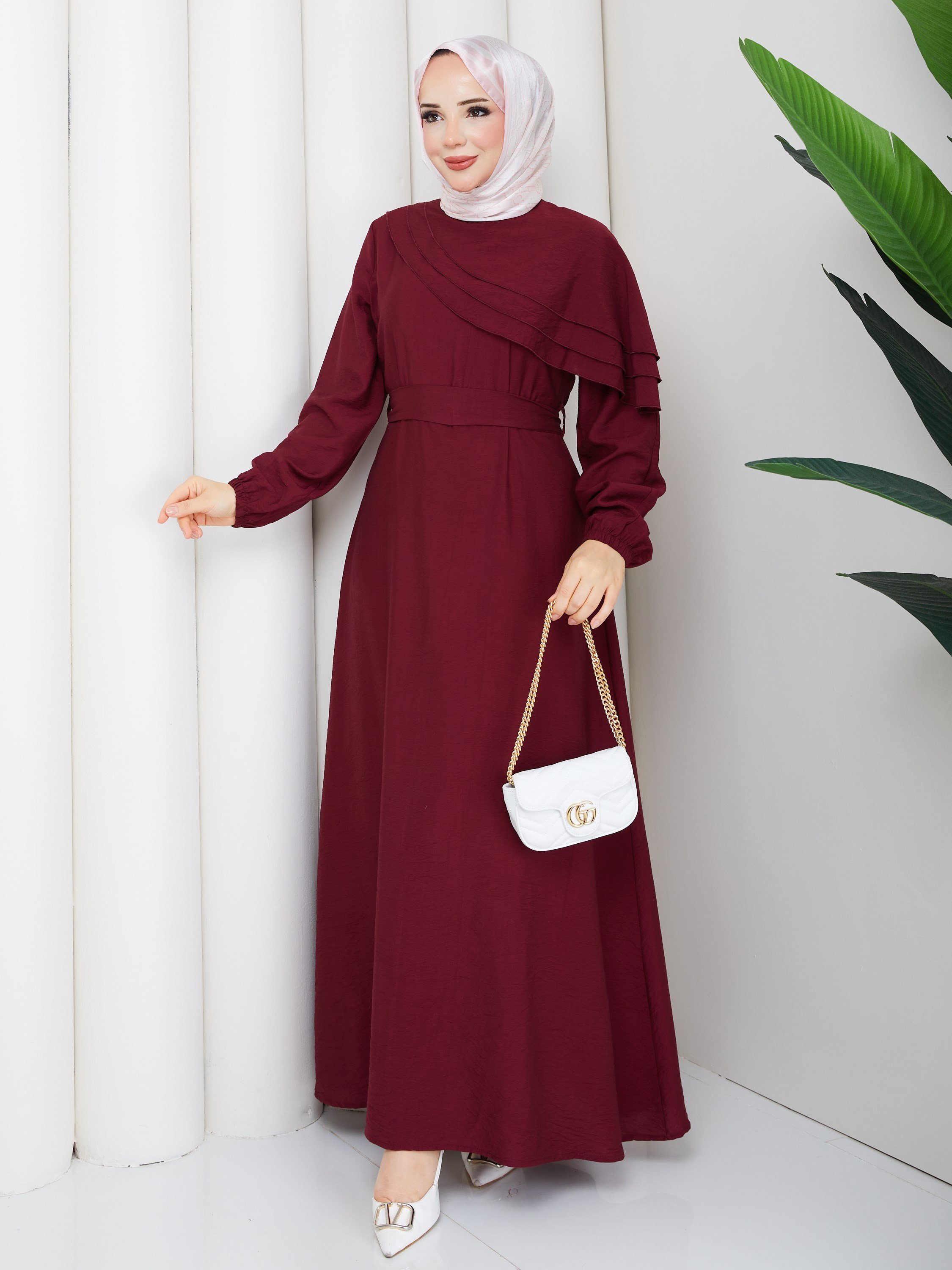 DEMET ELBİSE BORDO