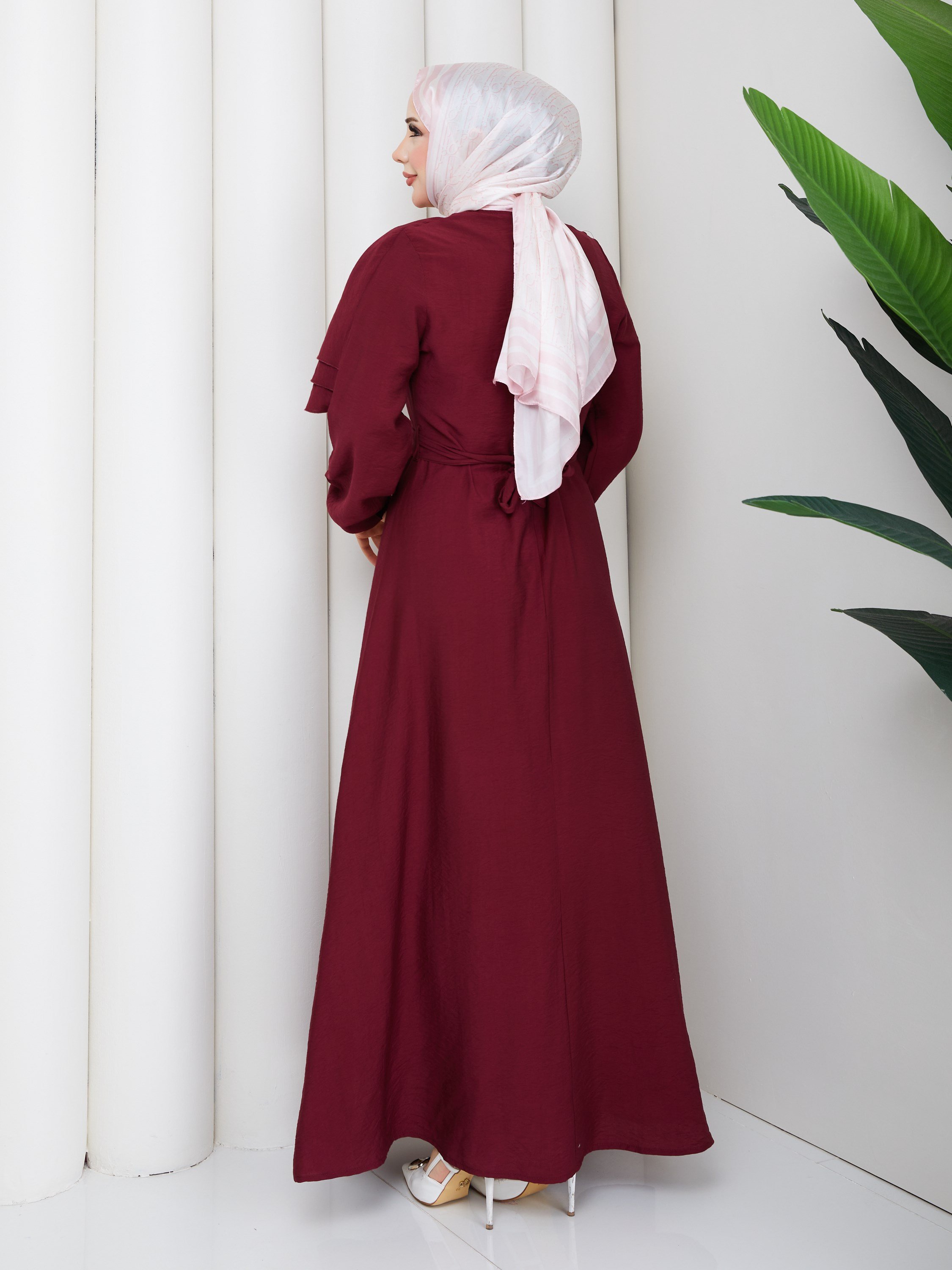 DEMET ELBİSE BORDO