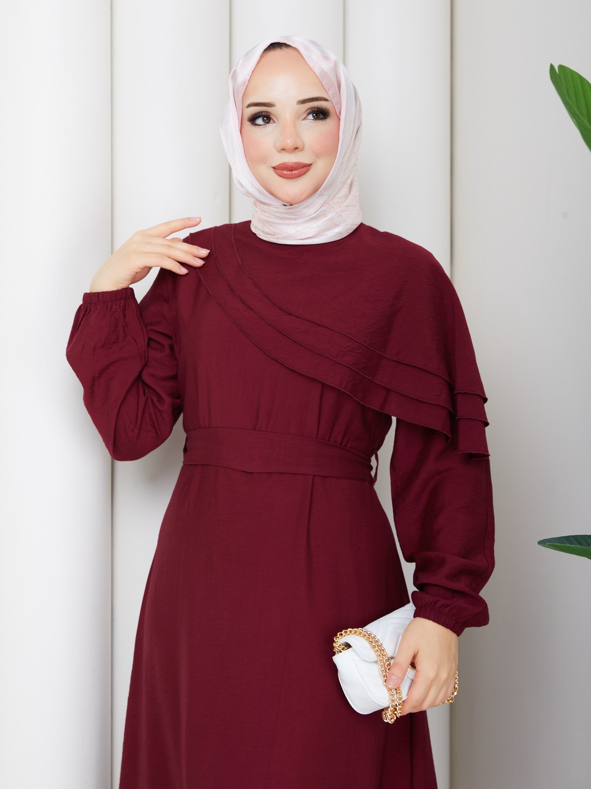 DEMET ELBİSE BORDO