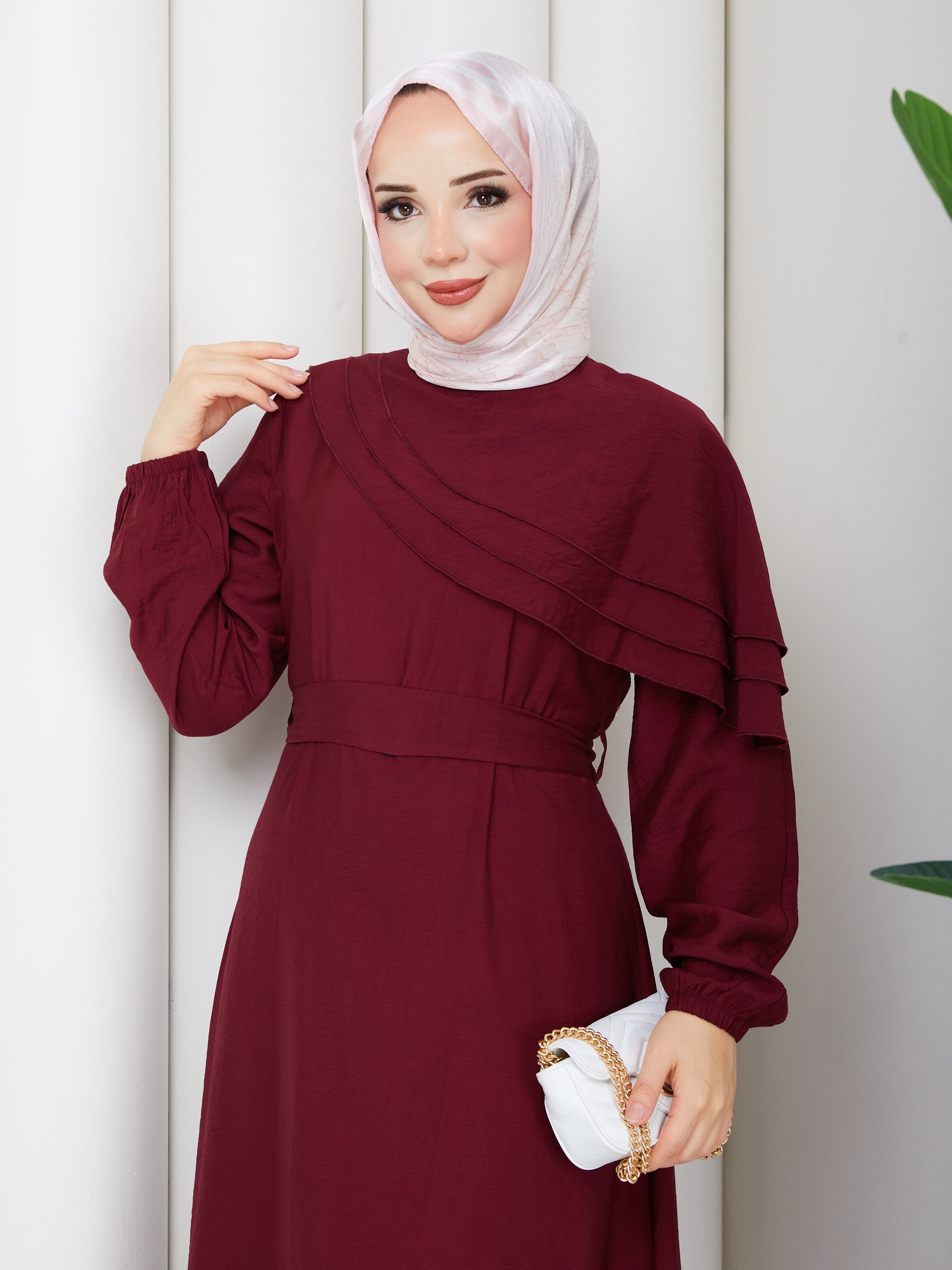 DEMET ELBİSE BORDO