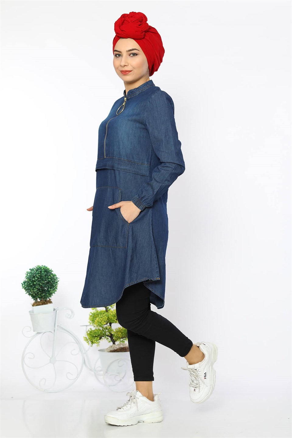 Fermuarlı Koyu Kot ASM0027 Tunik