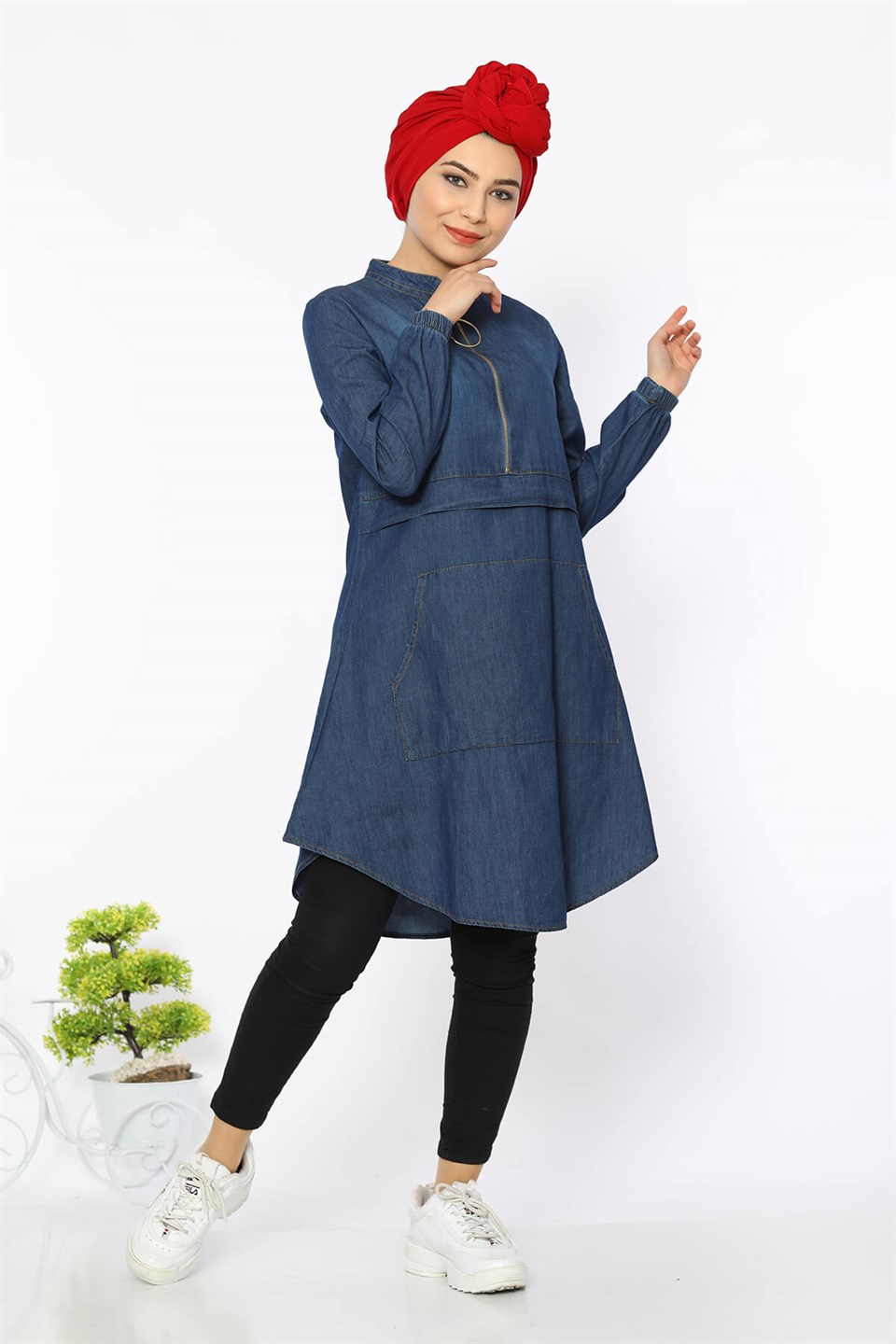 Fermuarlı Koyu Kot ASM0027 Tunik