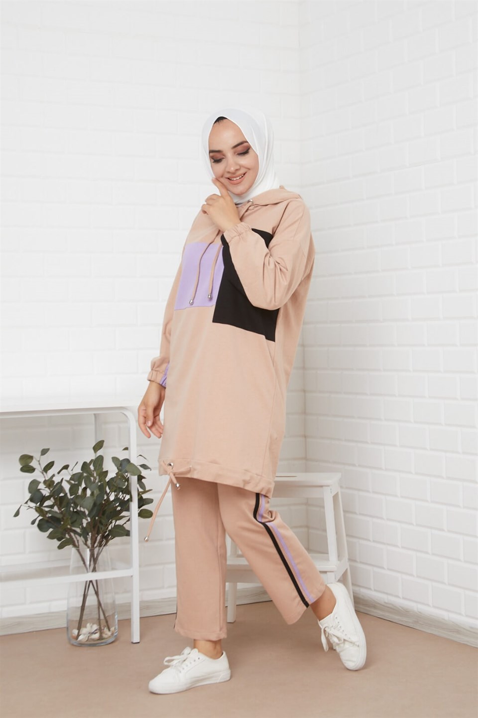 Garnili İkili Takım 7314 Bej