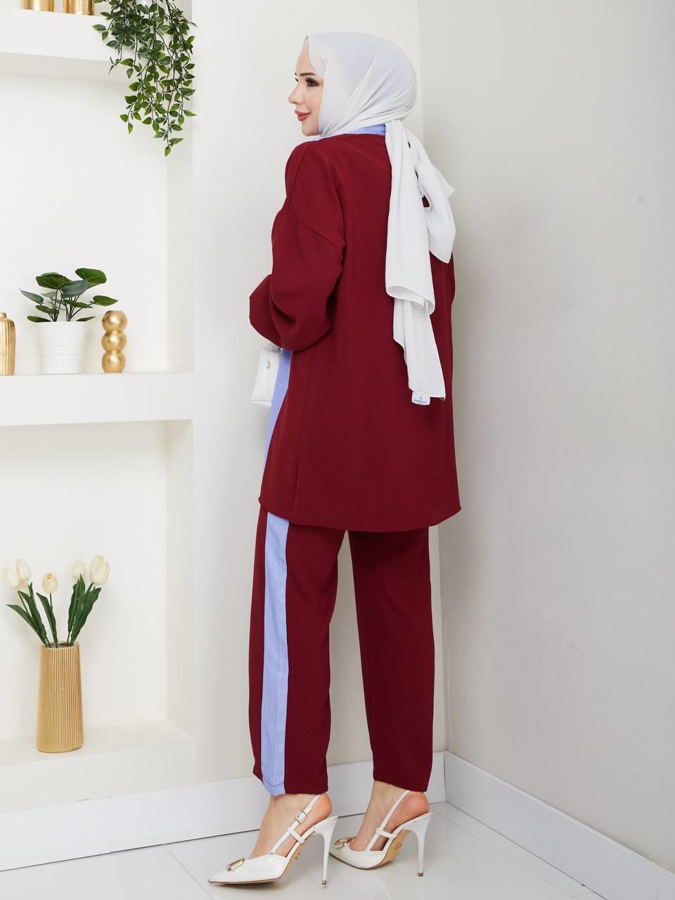 Garnili Tunik Pantolon Tesettür Kombin 2271 Bordo