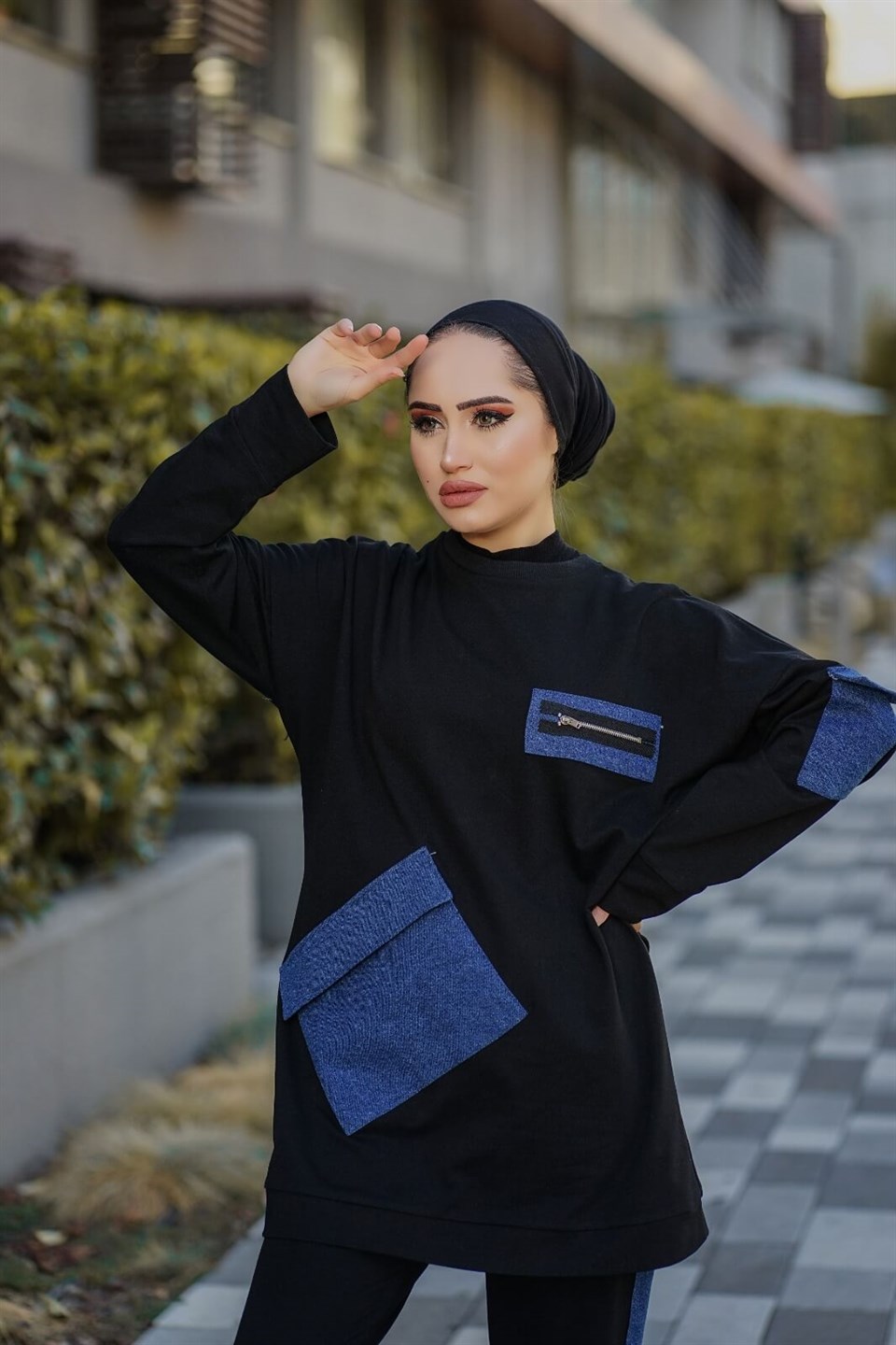 Kot Detaylı İkili Takım 10616 Siyah