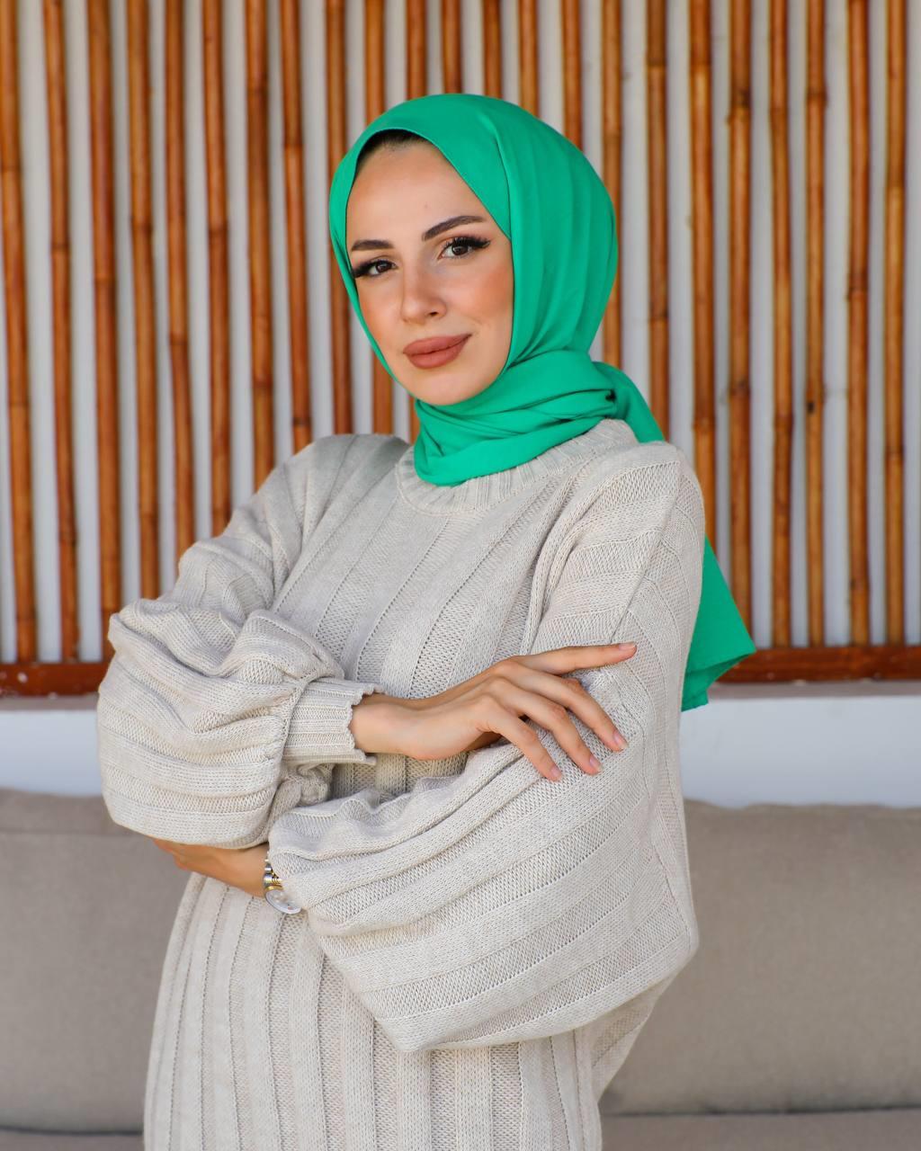 Lovisa Fitilli Triko Tesettür Elbise 2246 Taş