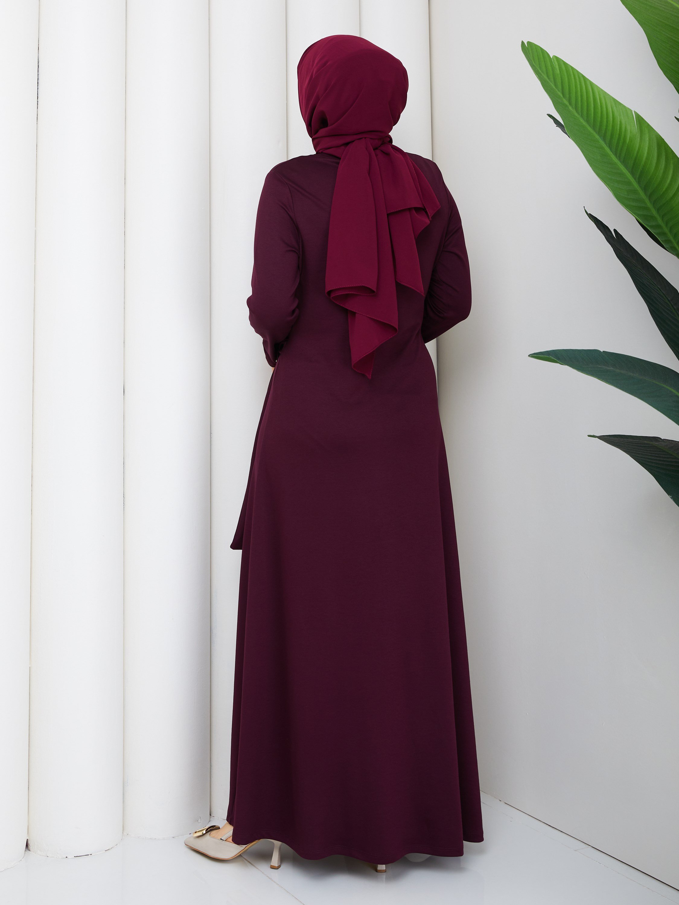 MİNA ELBİSE BORDO 