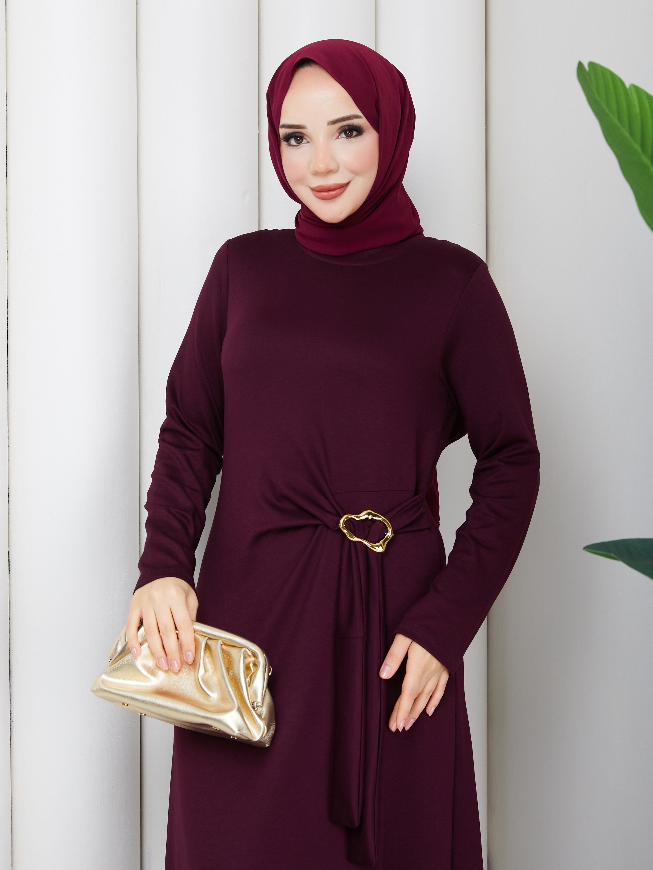 MİNA ELBİSE BORDO 