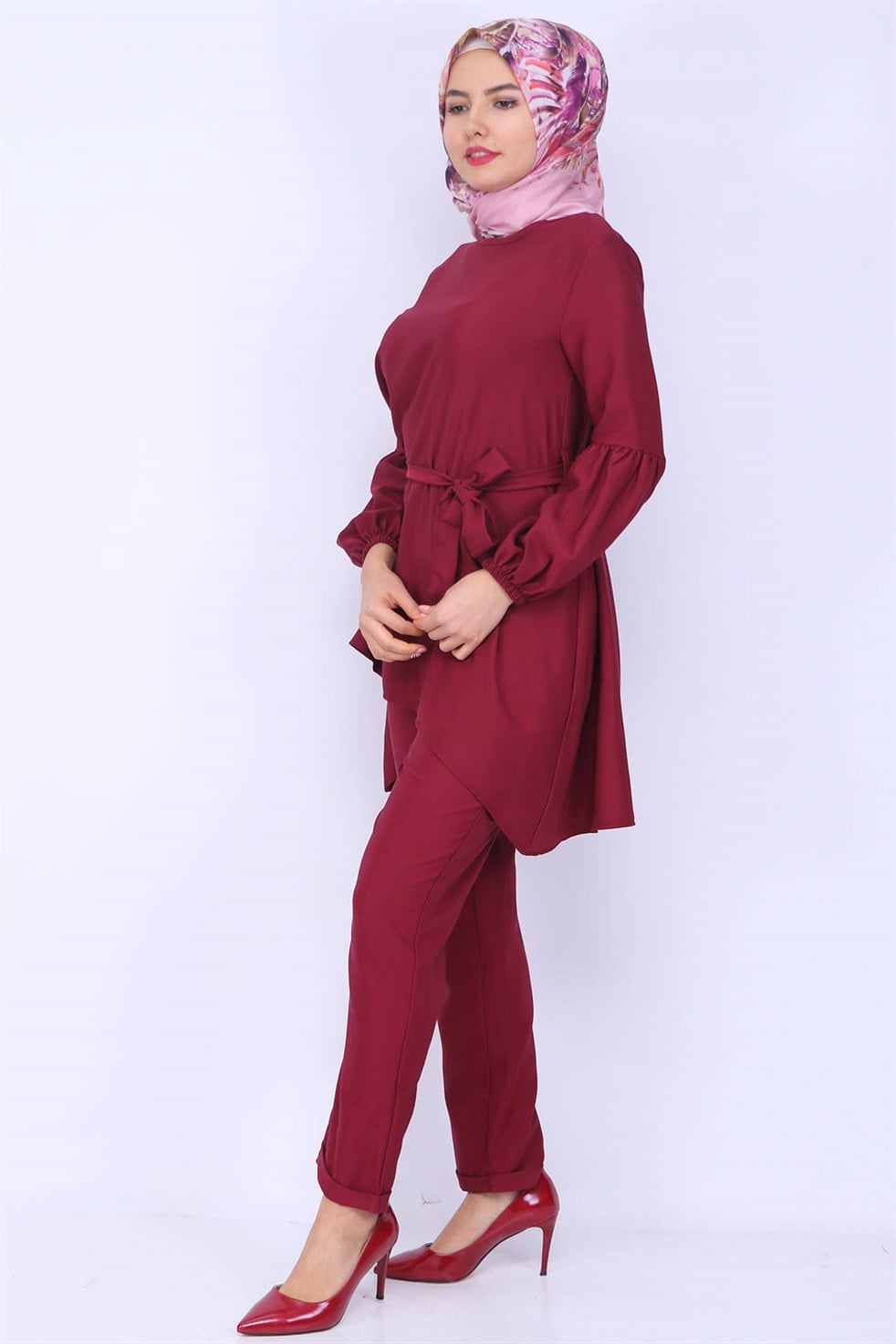 Pantolon Tunik Kombin 5579 Bordo