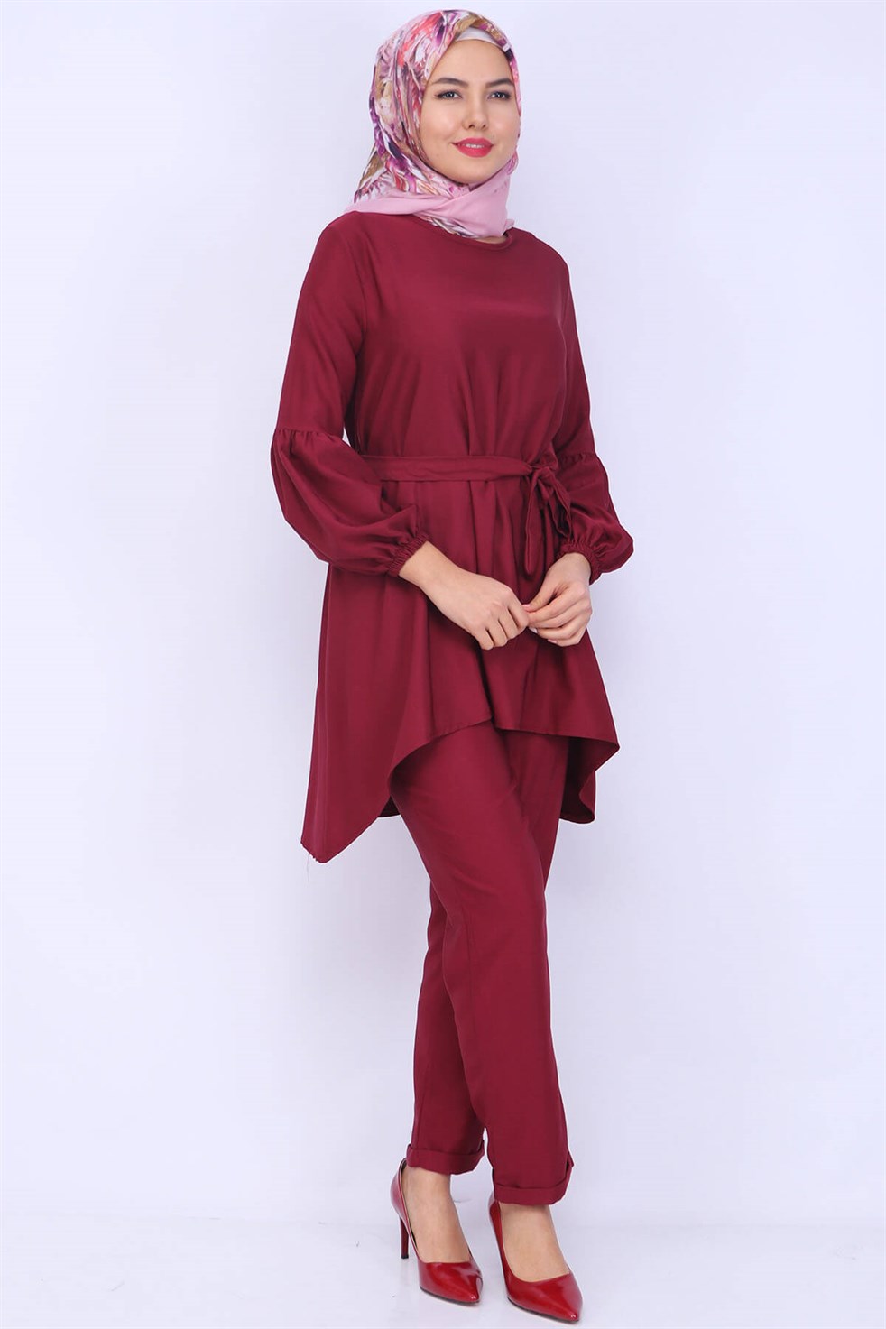 Pantolon Tunik Kombin 5579 Bordo