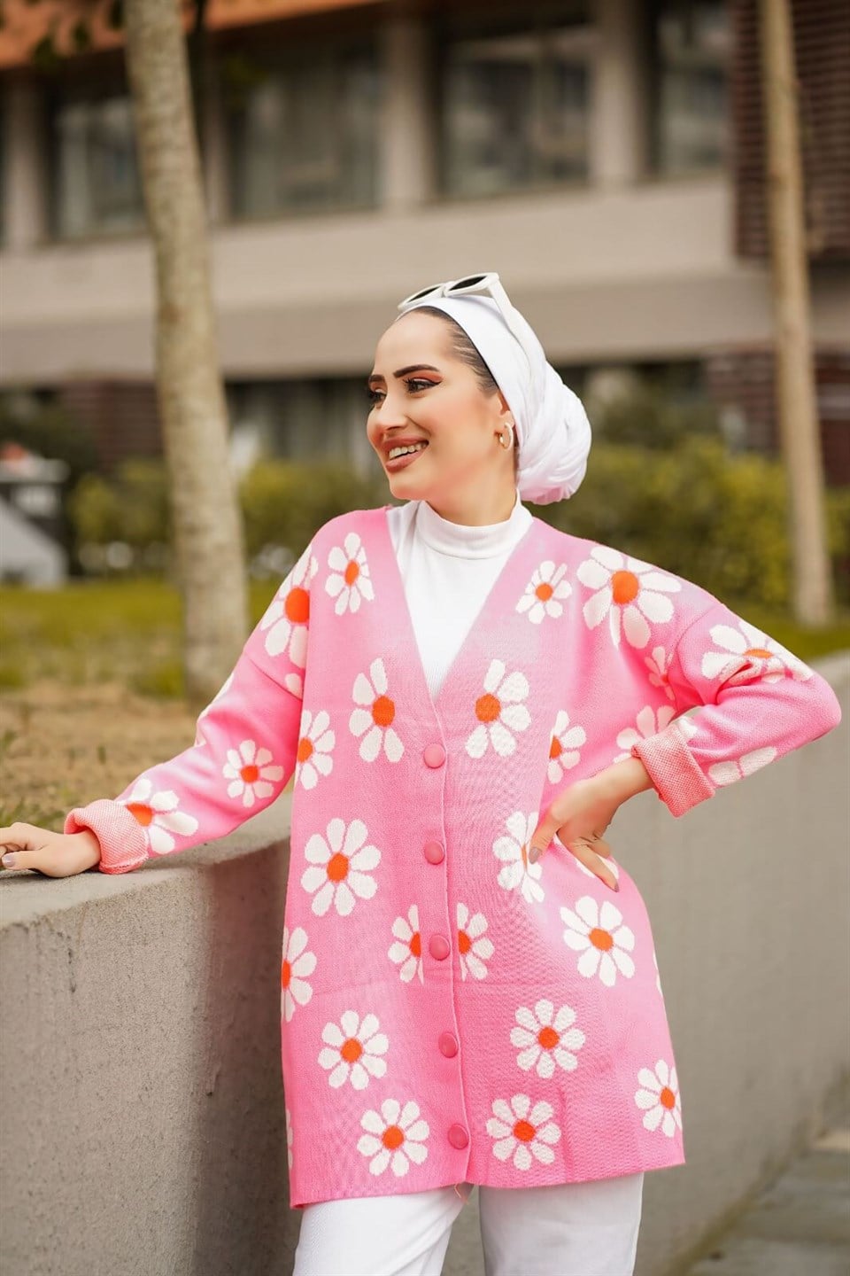 Papatya Desen Triko Hırka 8891 Pembe