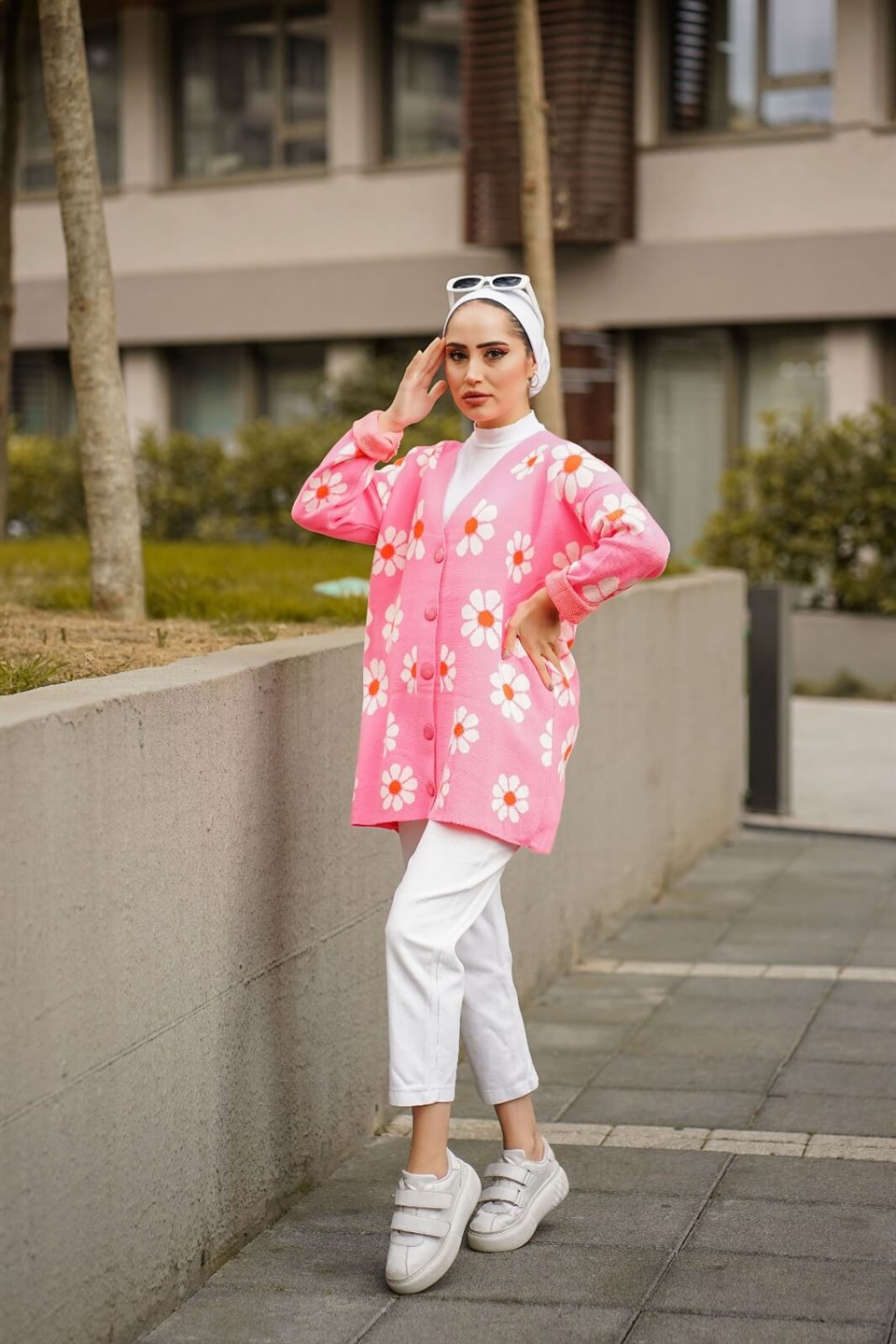Papatya Desen Triko Hırka 8891 Pembe