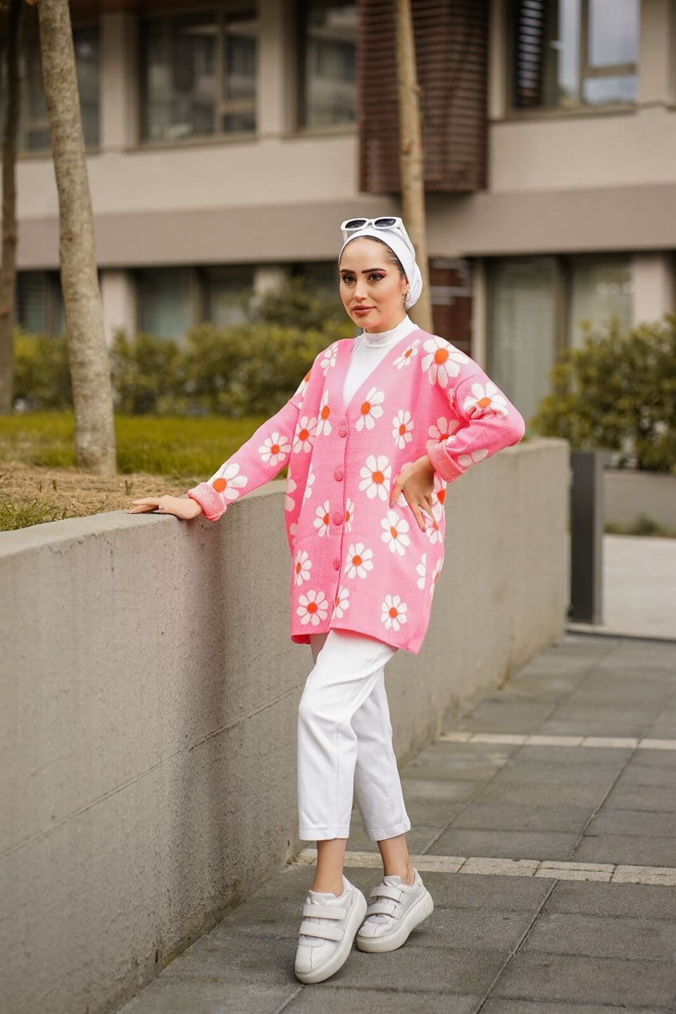 Papatya Desen Triko Hırka 8891 Pembe