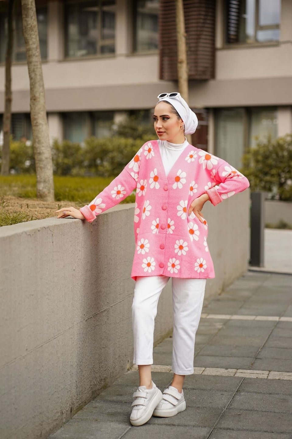 Papatya Desen Triko Hırka 8891 Pembe
