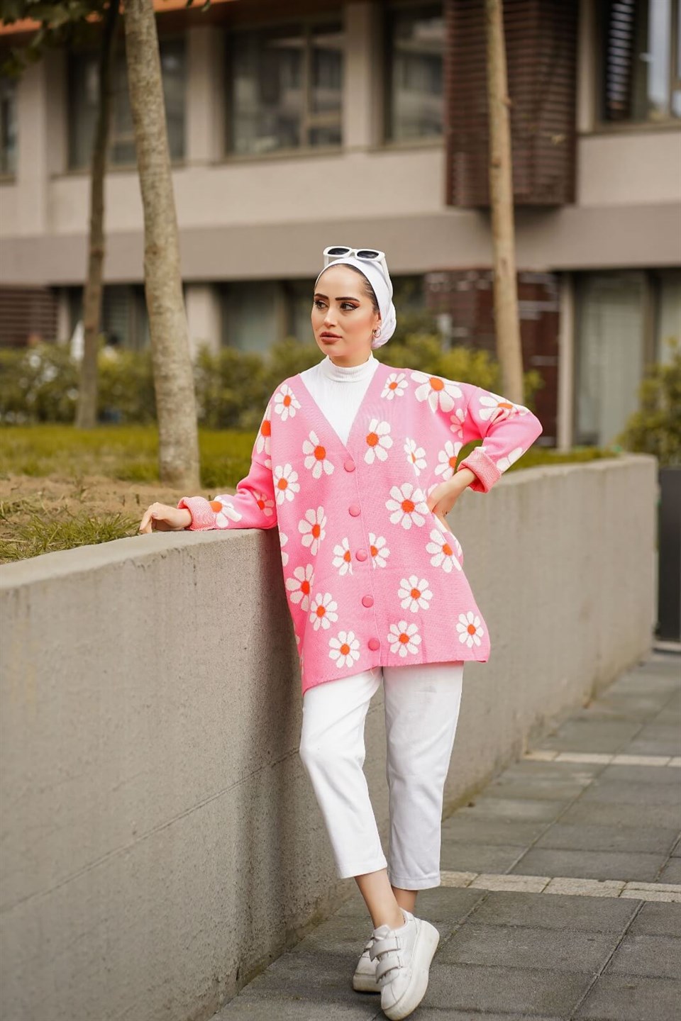 Papatya Desen Triko Hırka 8891 Pembe