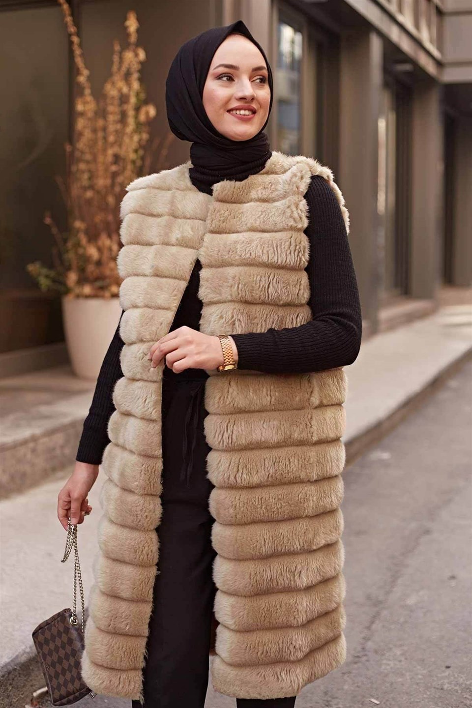 Peluş Yelek 2144 Camel