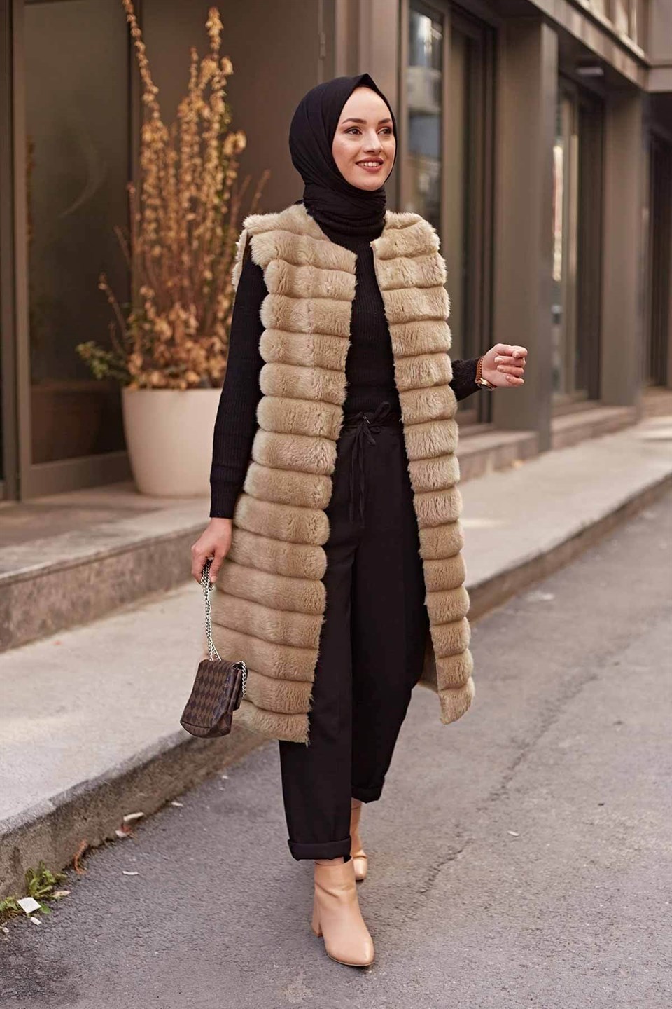 Peluş Yelek 2144 Camel