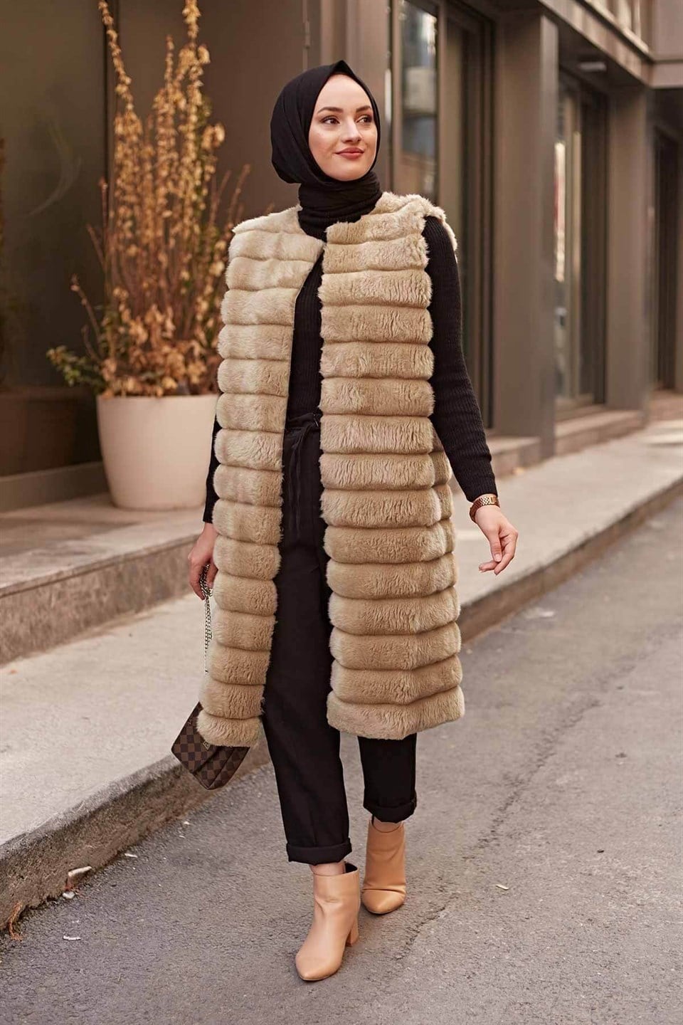 Peluş Yelek 2144 Camel