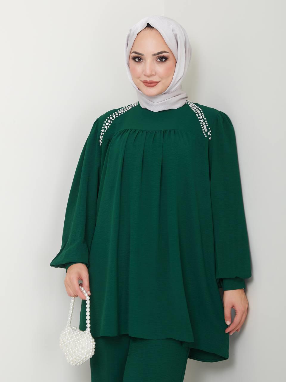 Rahat Kalıp Tunik Pantolon Kombin 5029 Zümrüt Yeşili