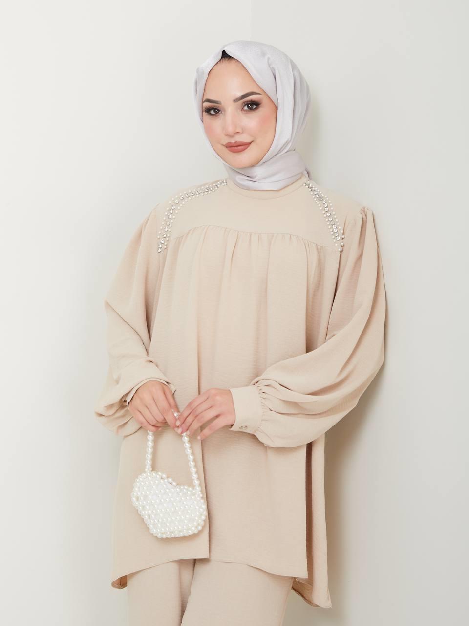 Rahat Kalıp Tunik Pantolon Kombin 5029 Taş