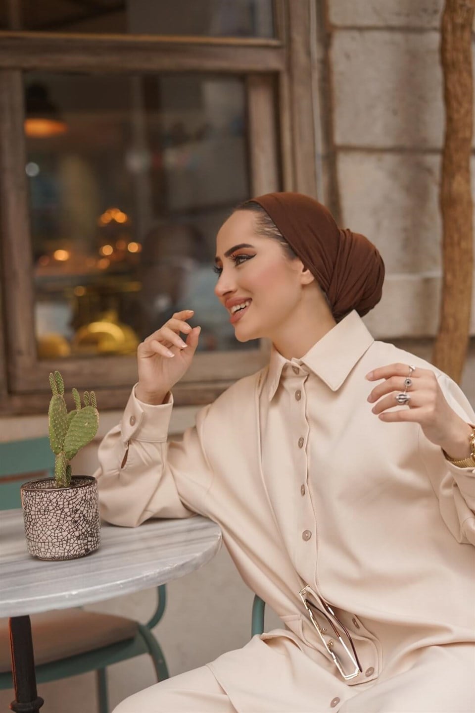Salaş Kalıp Tunik Pantolon 2'li Kombin 10641 Bej
