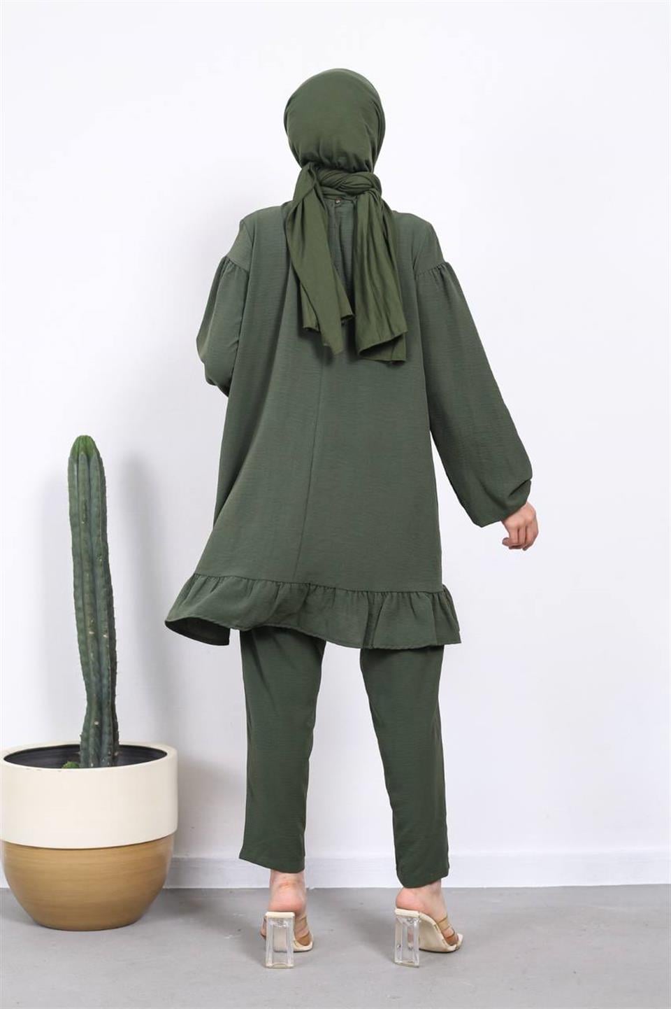 Salaş Tunik Pantolon Tesettür Kombin 2236 Haki