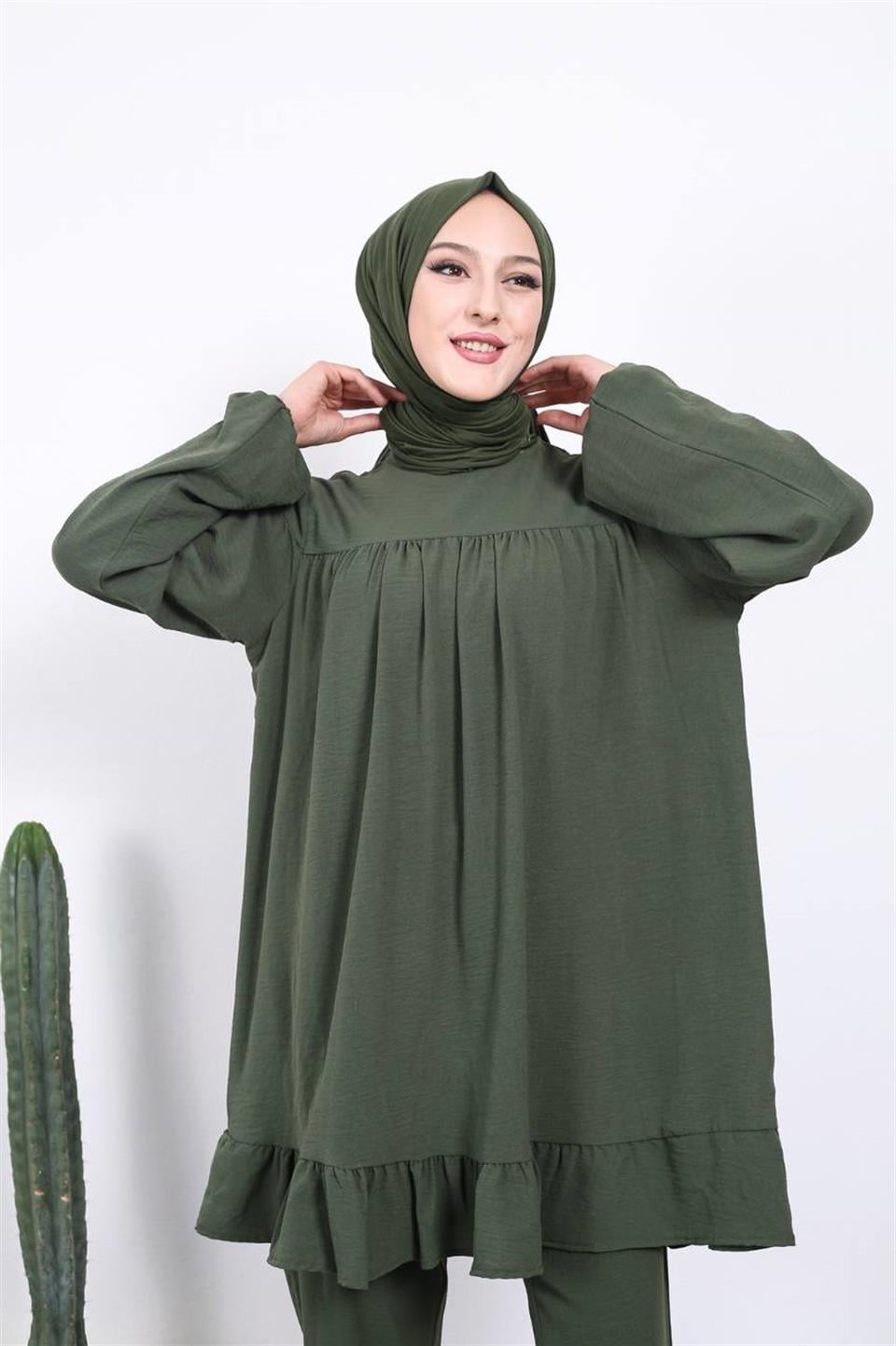 Salaş Tunik Pantolon Tesettür Kombin 2236 Haki