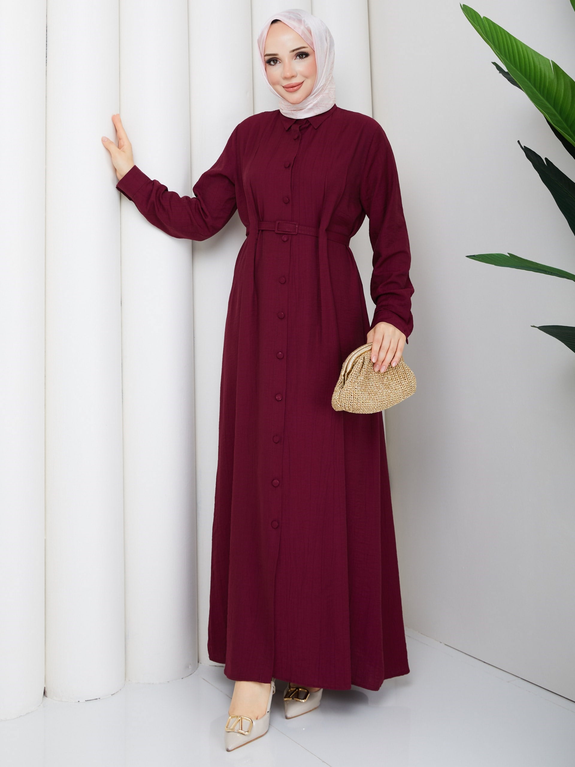 SARE ELBİSE BORDO
