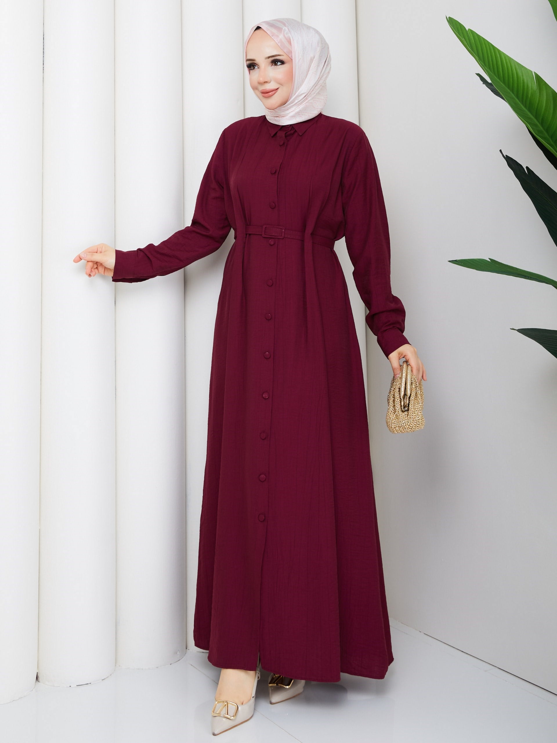 SARE ELBİSE BORDO