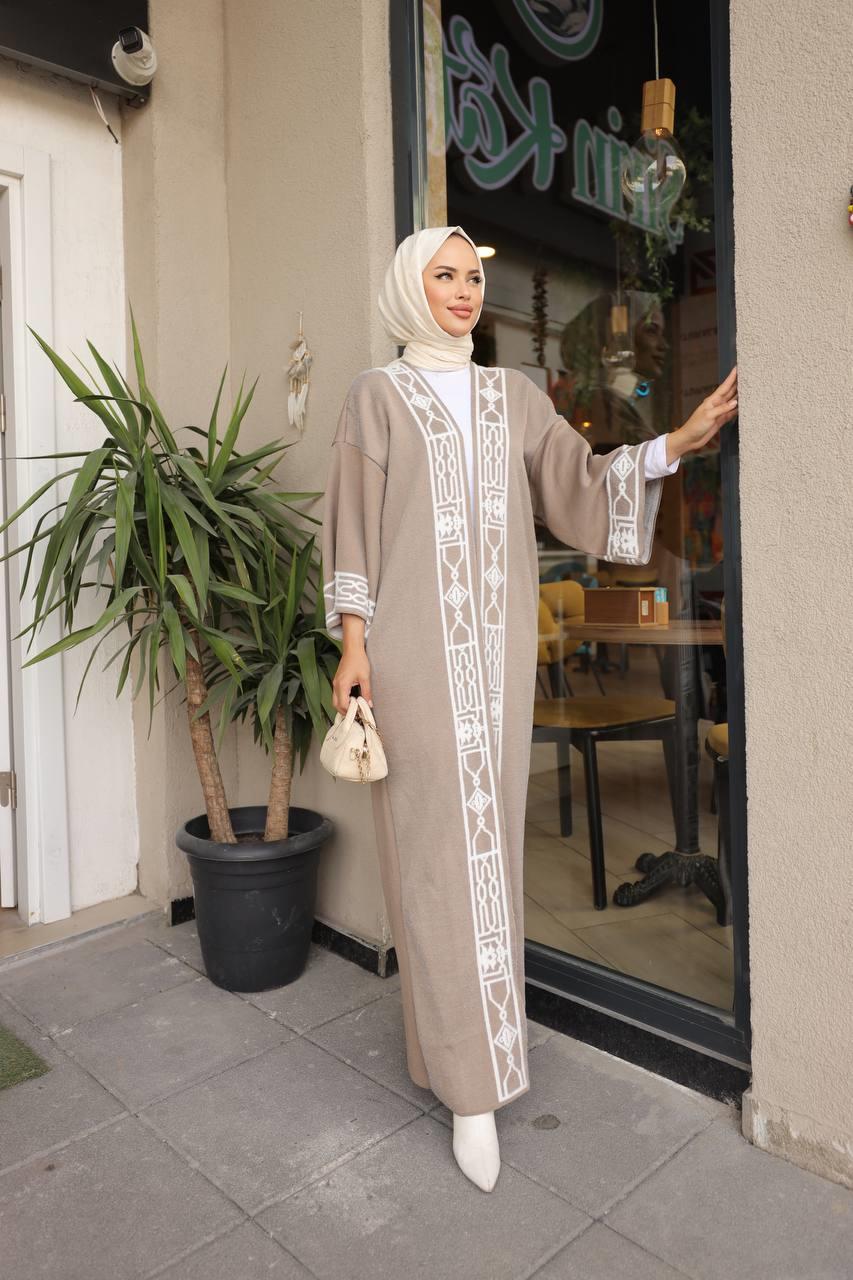 Triko Tesettür Abaya 3018 Bej