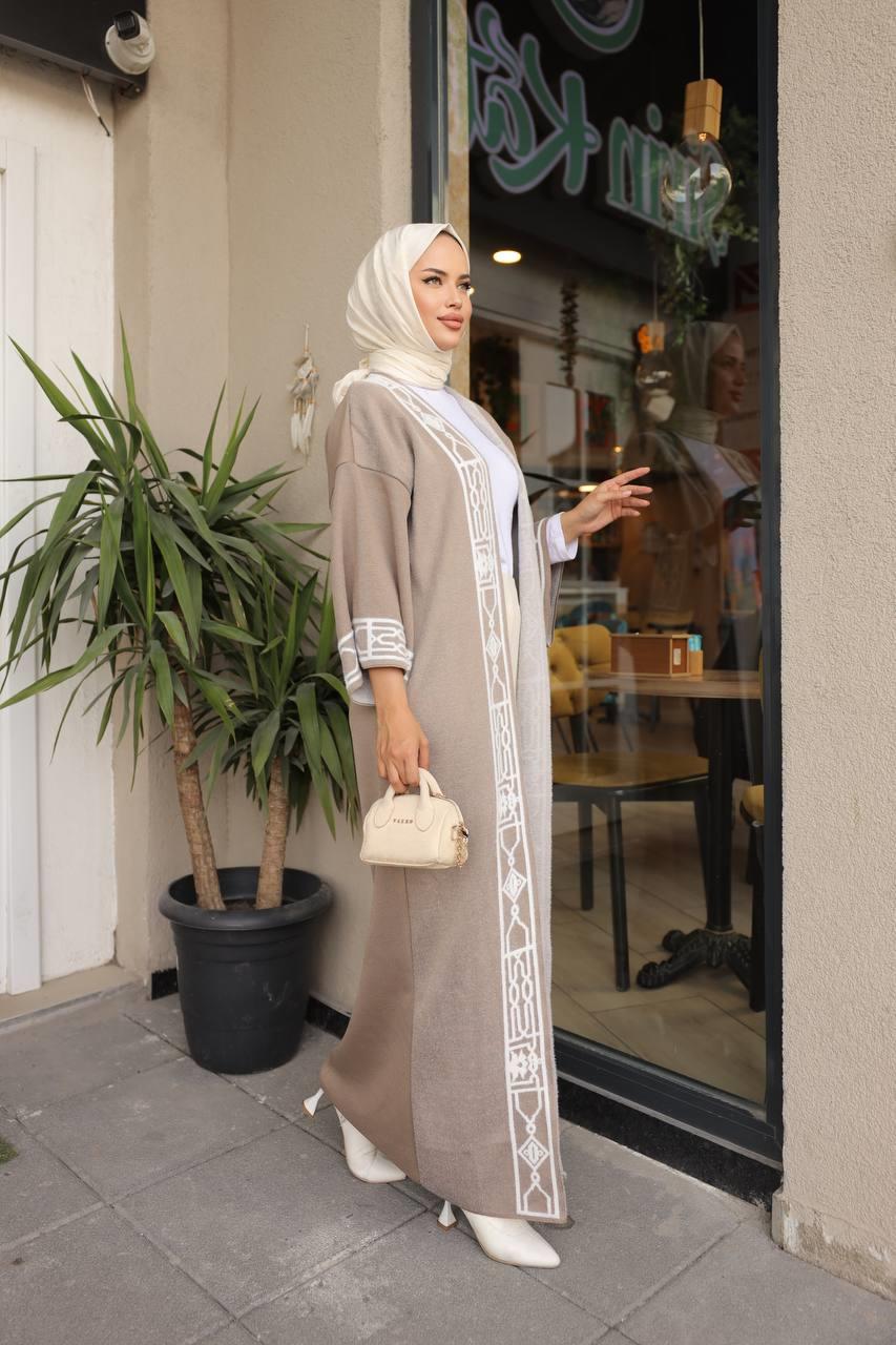 Triko Tesettür Abaya 3018 Bej