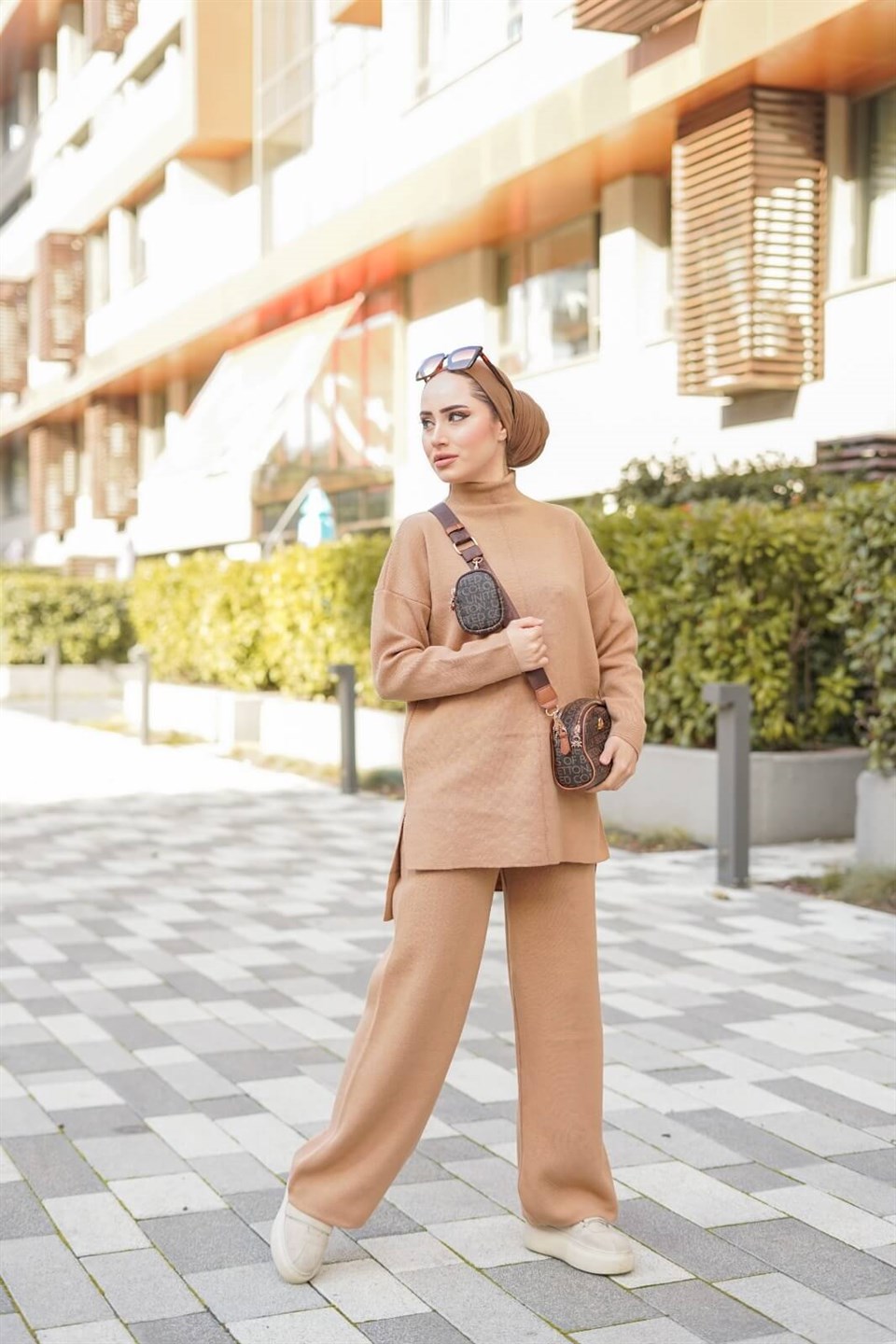 Triko Tunik Pantolon 2'li Takım 8895 Bej