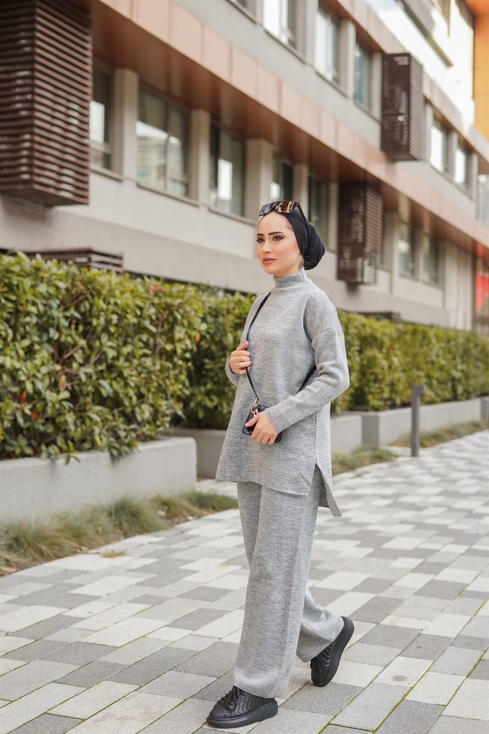 Triko Tunik Pantolon 2'li Takım 8895 Gri