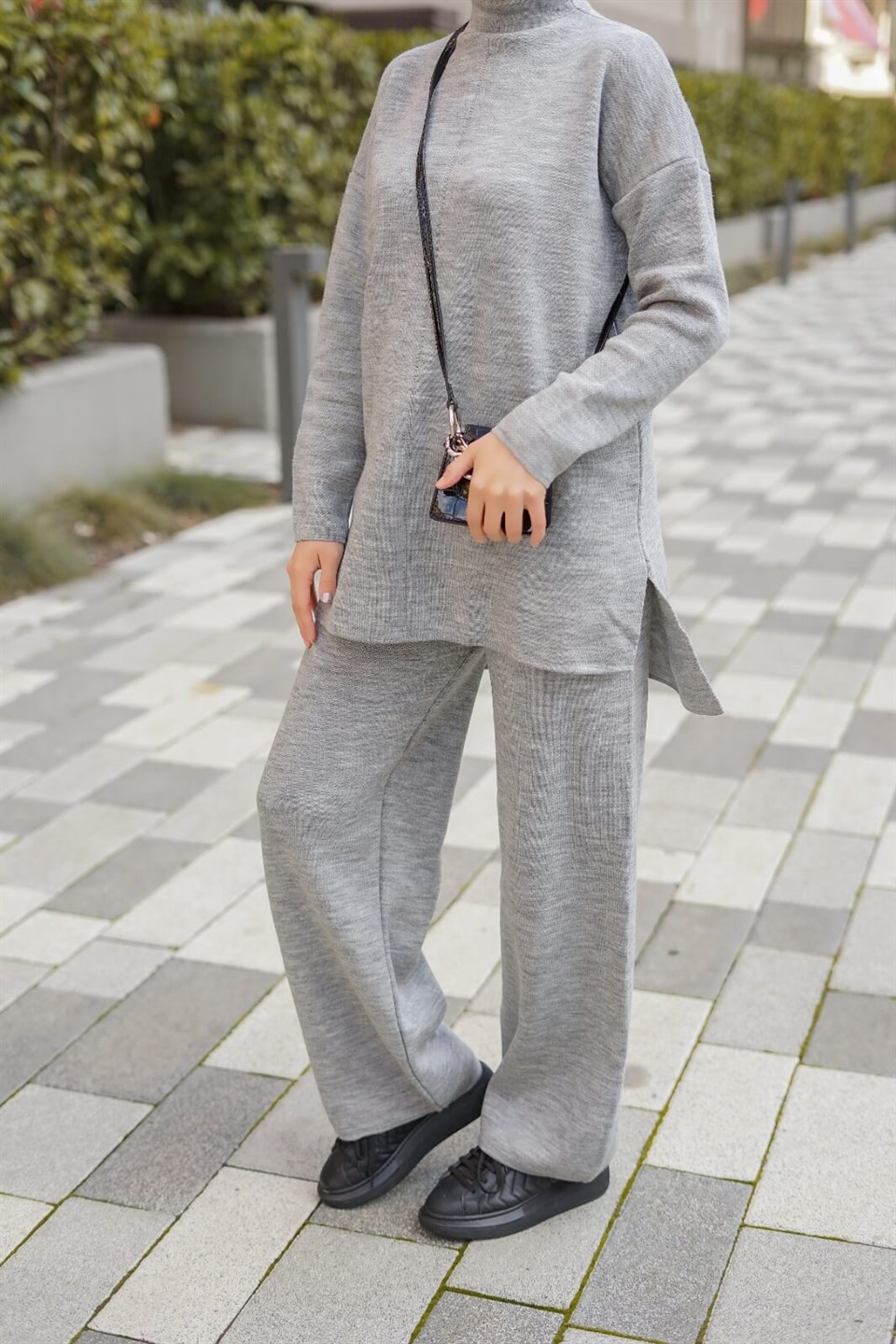 Triko Tunik Pantolon 2'li Takım 8895 Gri