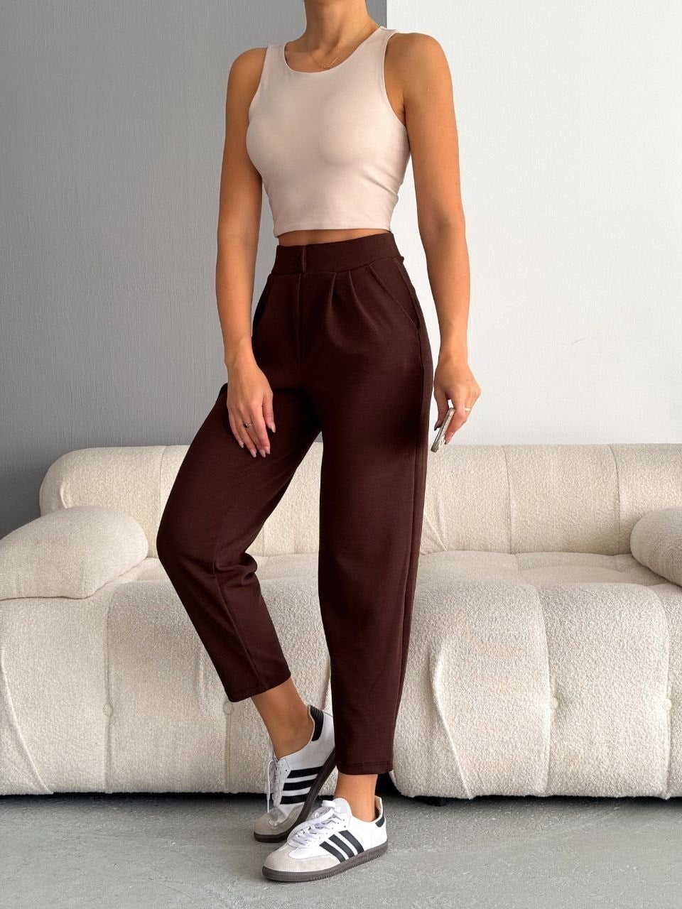 ZARA CREP FULL LİKRALI HAVUÇ PANTOLON KAHVE