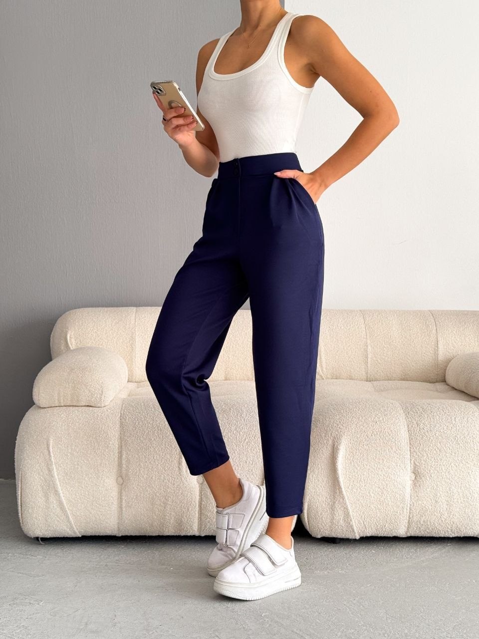 ZARA CREP FULL LİKRALI HAVUÇ PANTOLON LACİVERT